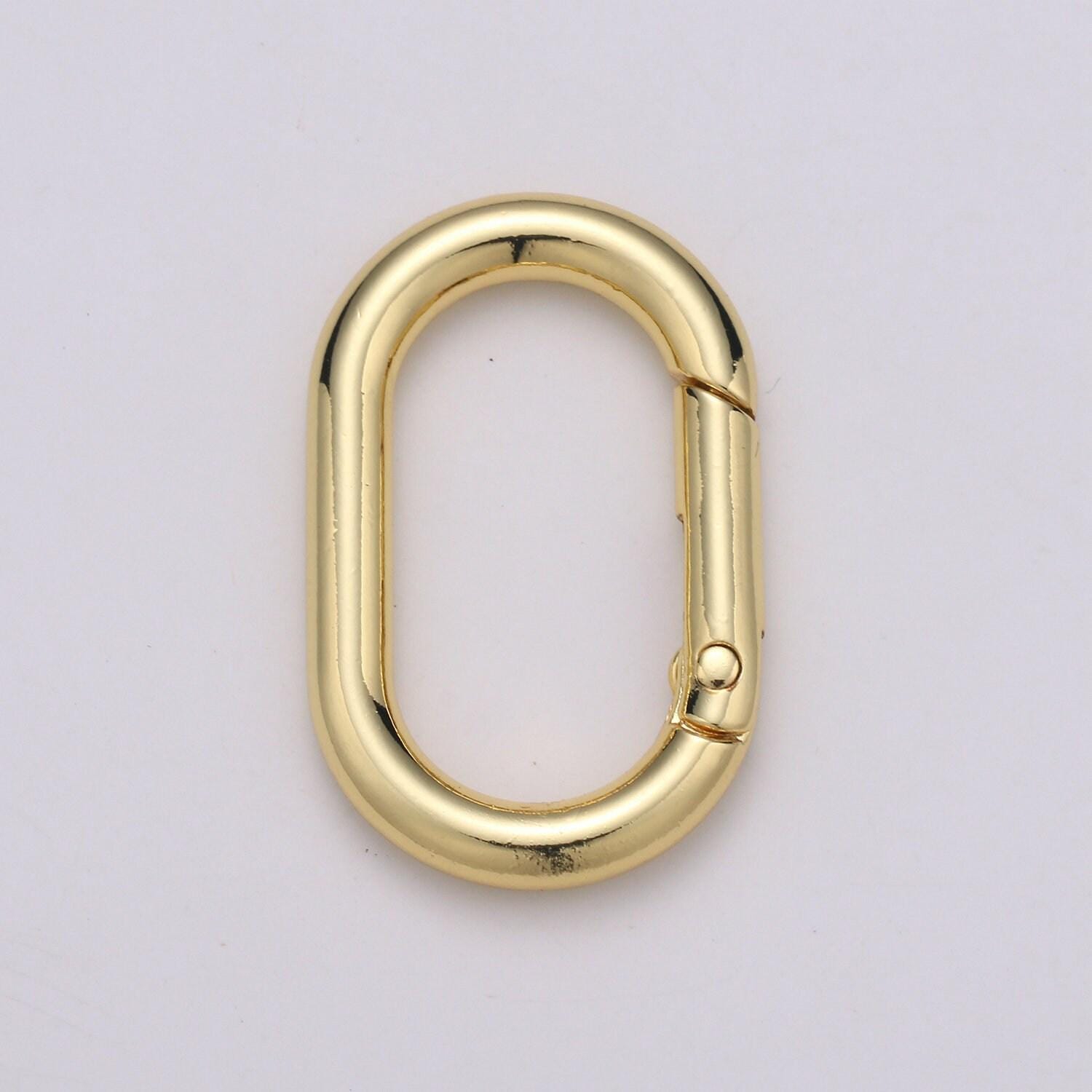 1x chunky gold spring gate ring, push gate ring, 24x38mm oval ring, charm holder 24k gold filled clasp for link chain connector