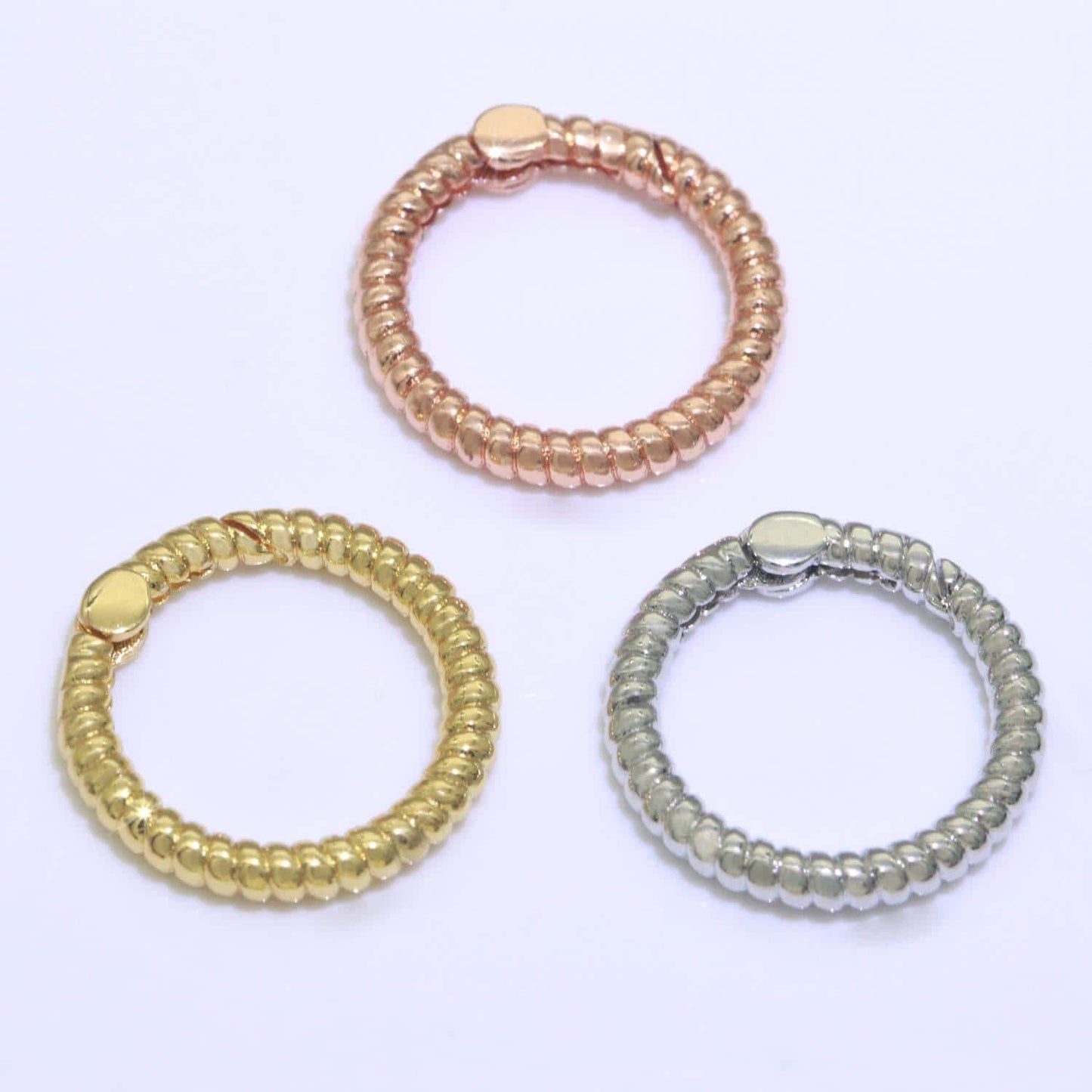 1x twisted gold spring gate ring, 16 mm marine rope push gate ring, charm holder clasp for connector bracelet end clasp rose gold silver