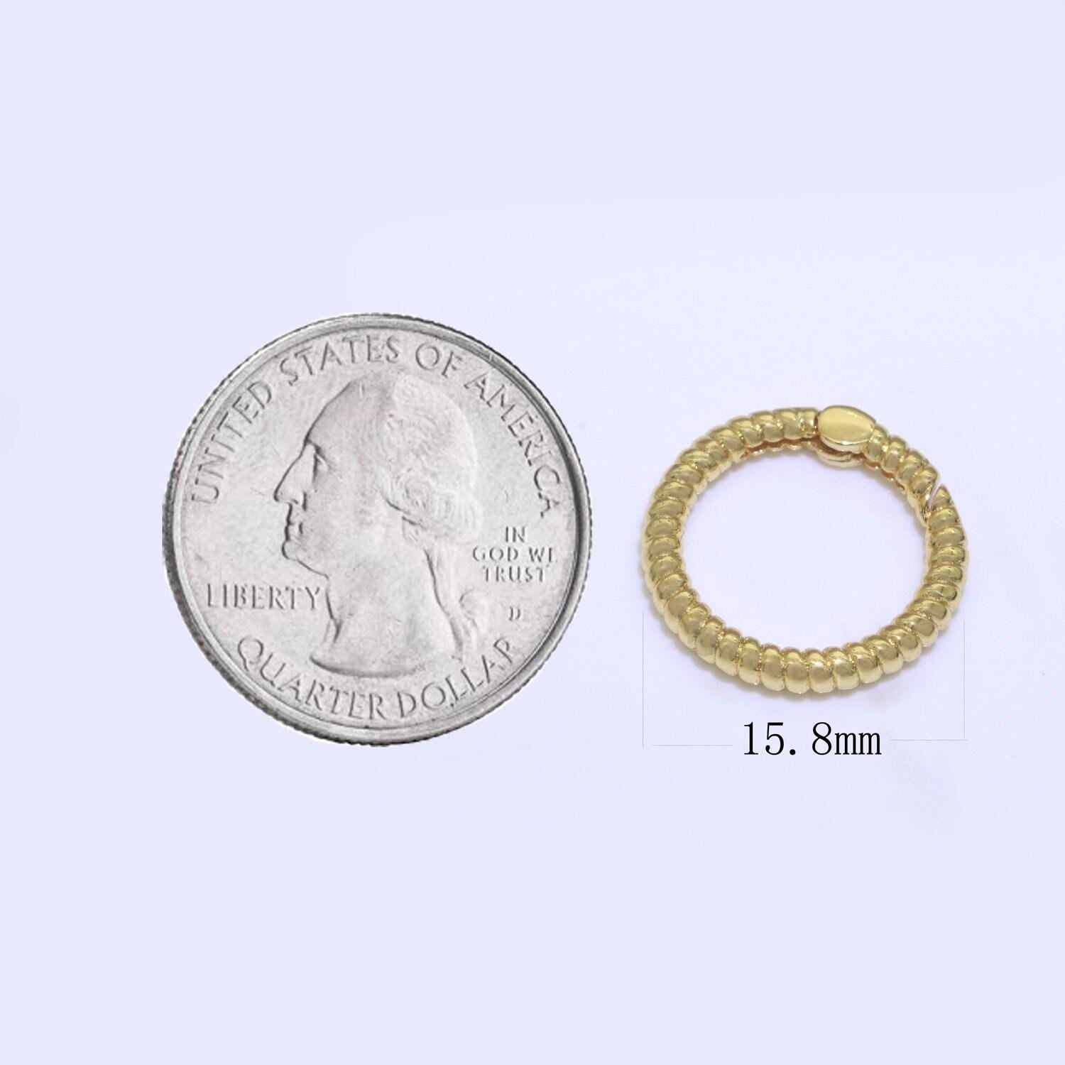 1x twisted gold spring gate ring, 16 mm marine rope push gate ring, charm holder clasp for connector bracelet end clasp rose gold silver