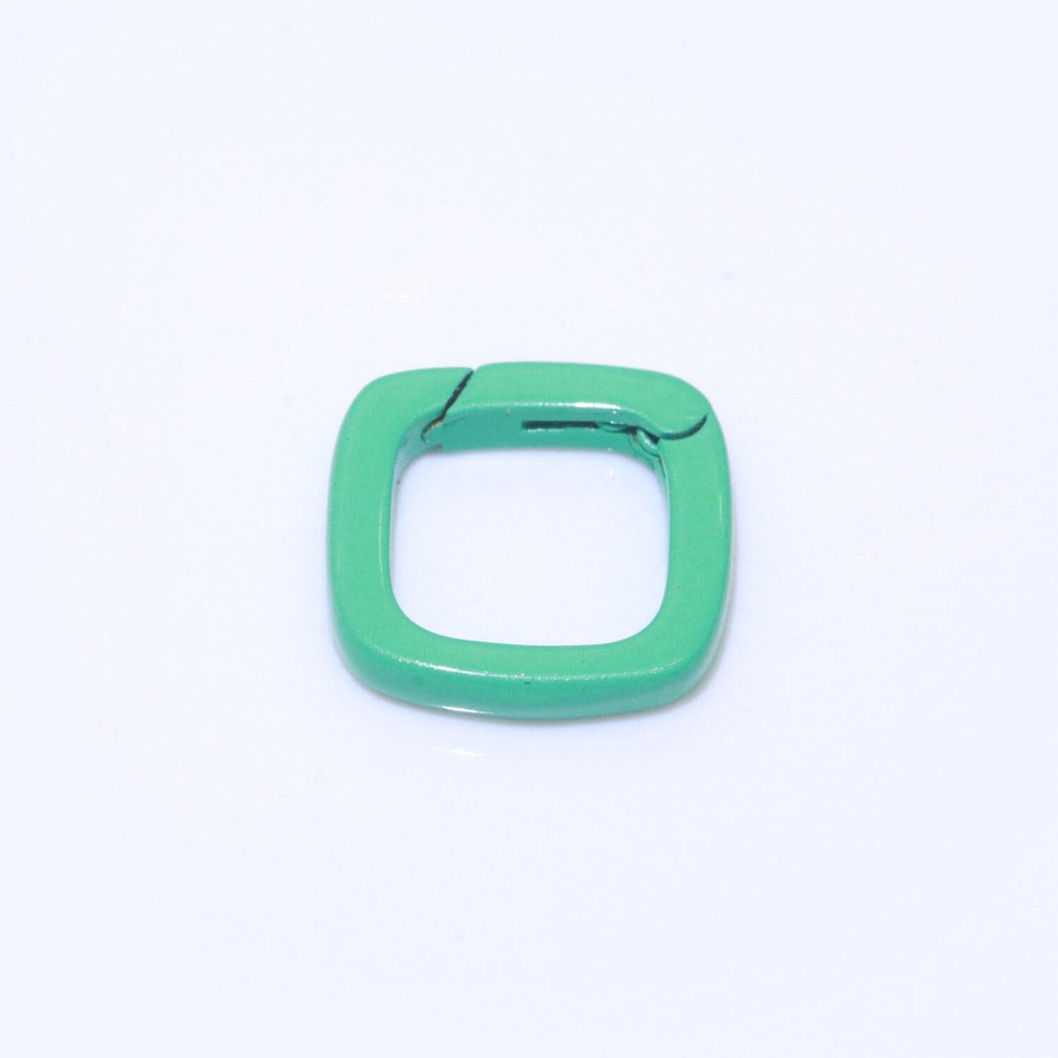Dainty enamel spring gate ring, push gate ring, 12mm square ring, charm holder pink green red clasp for link connector clasp