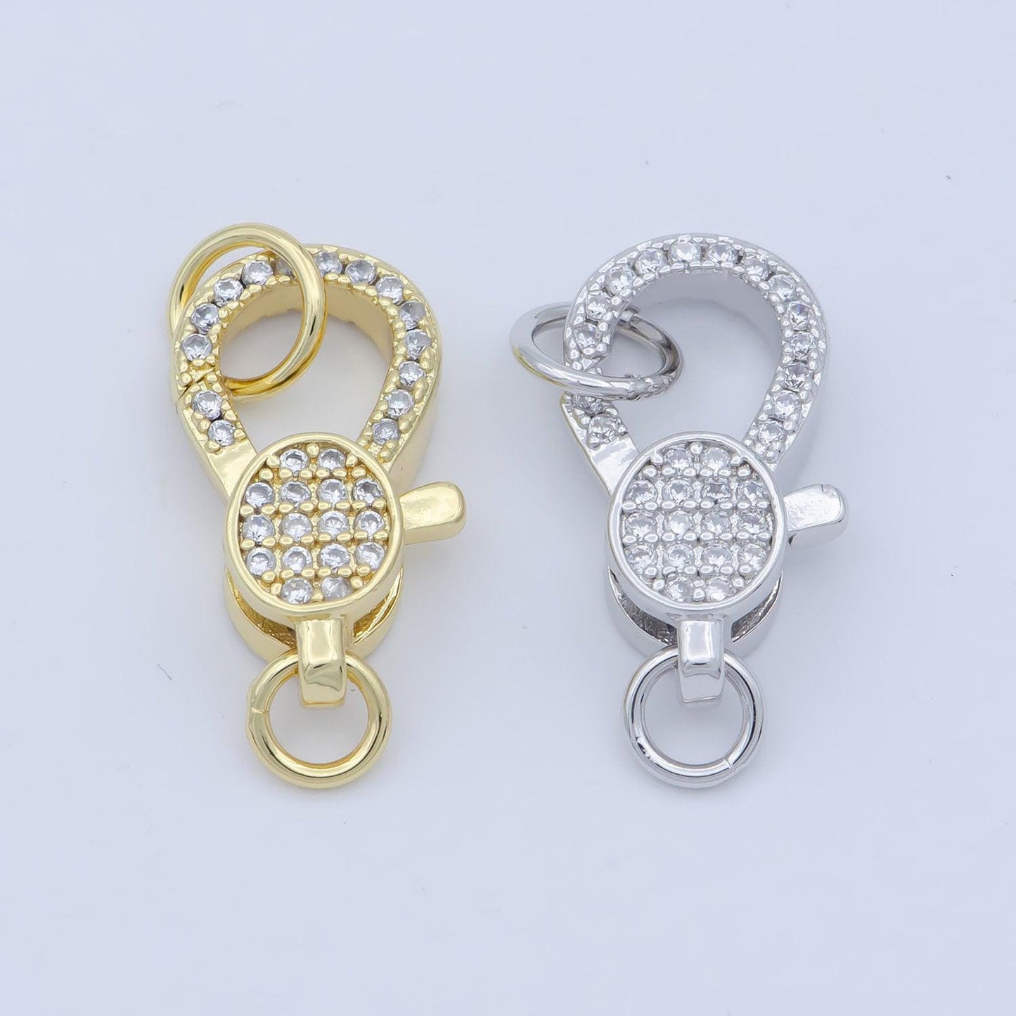 14k gold fill oval clasp for bracelet necklace buckle micro paved , cz cubic lobster clasp fastener for beading supplies component
