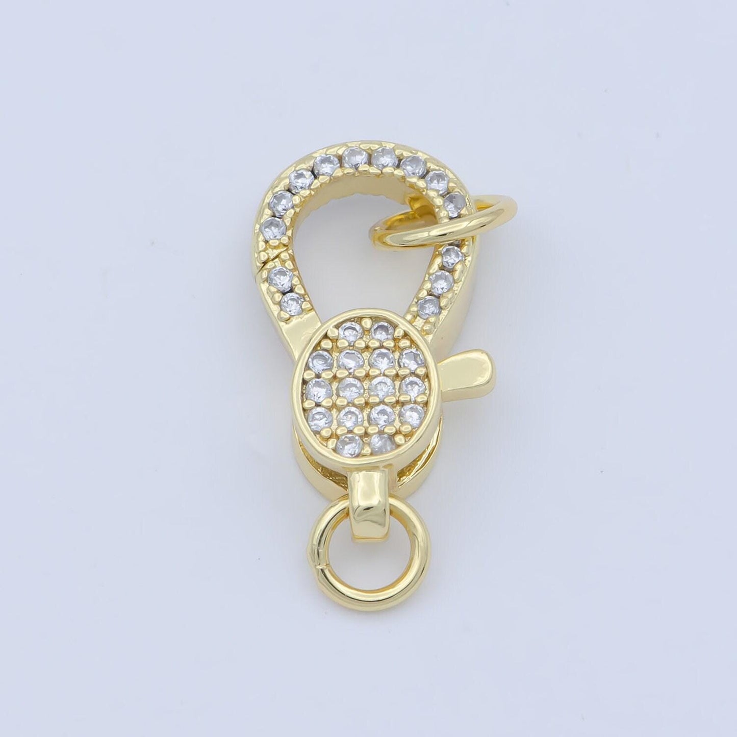 14k gold fill oval clasp for bracelet necklace buckle micro paved , cz cubic lobster clasp fastener for beading supplies component