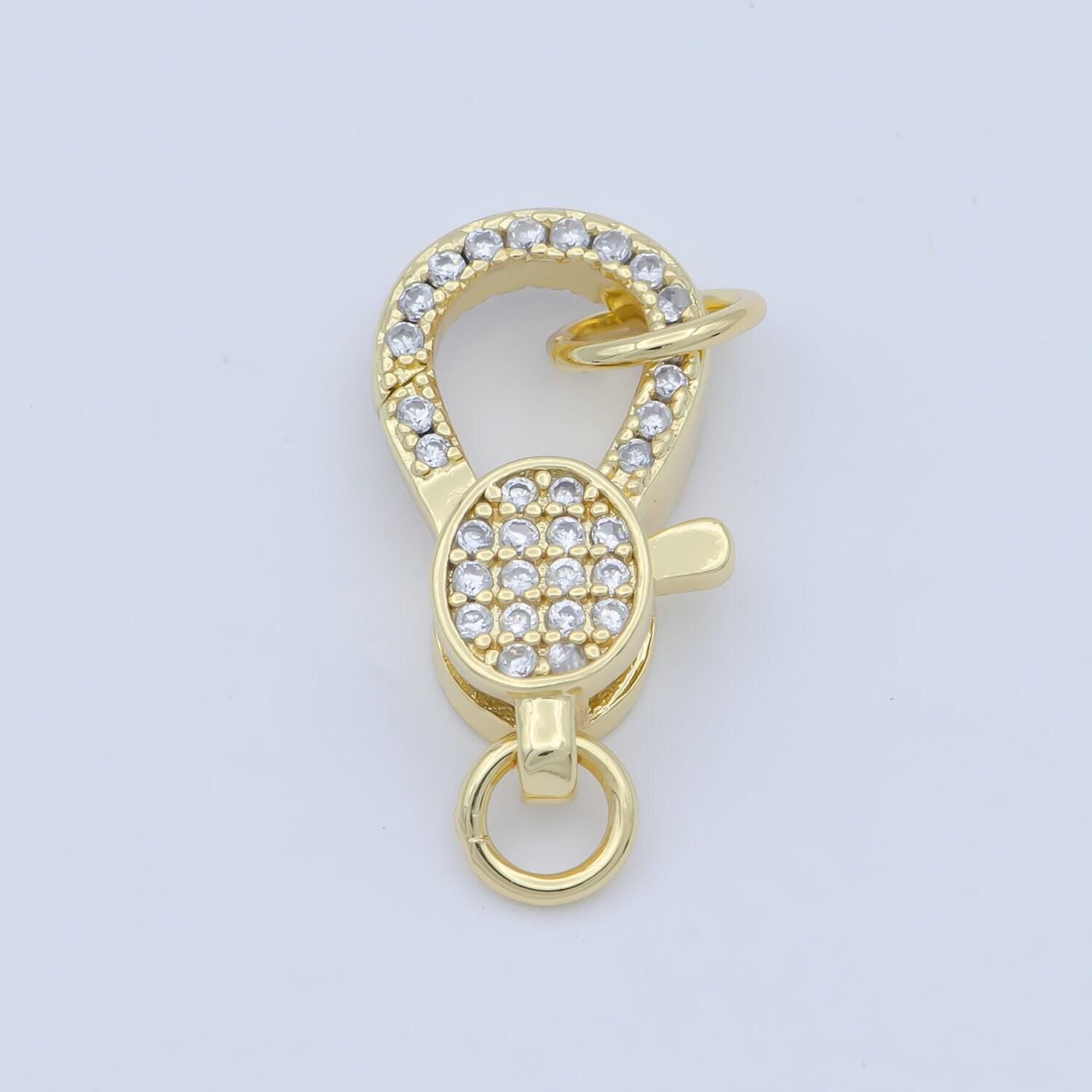 14k gold fill oval clasp for bracelet necklace buckle micro paved , cz cubic lobster clasp fastener for beading supplies component