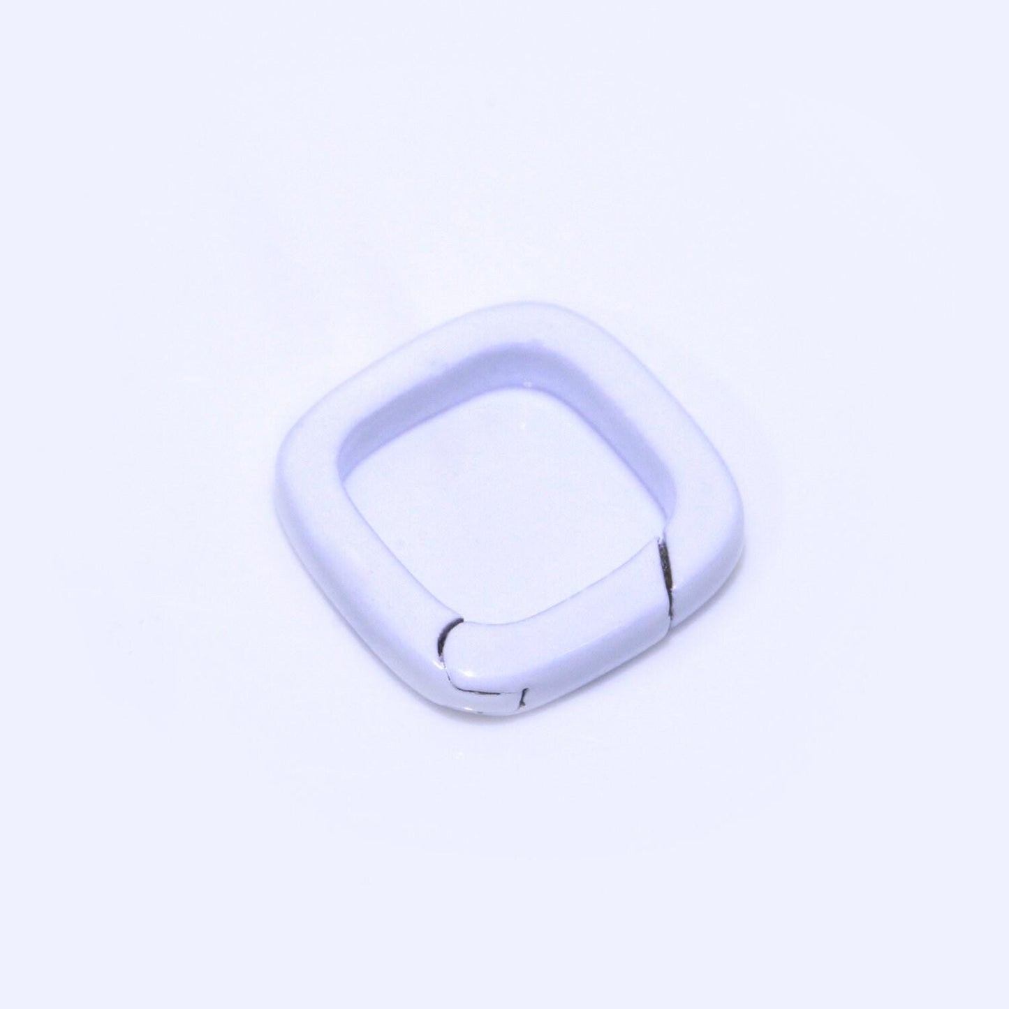 Dainty enamel spring gate ring, push gate ring, 12mm square ring, charm holder pink green red clasp for link connector clasp