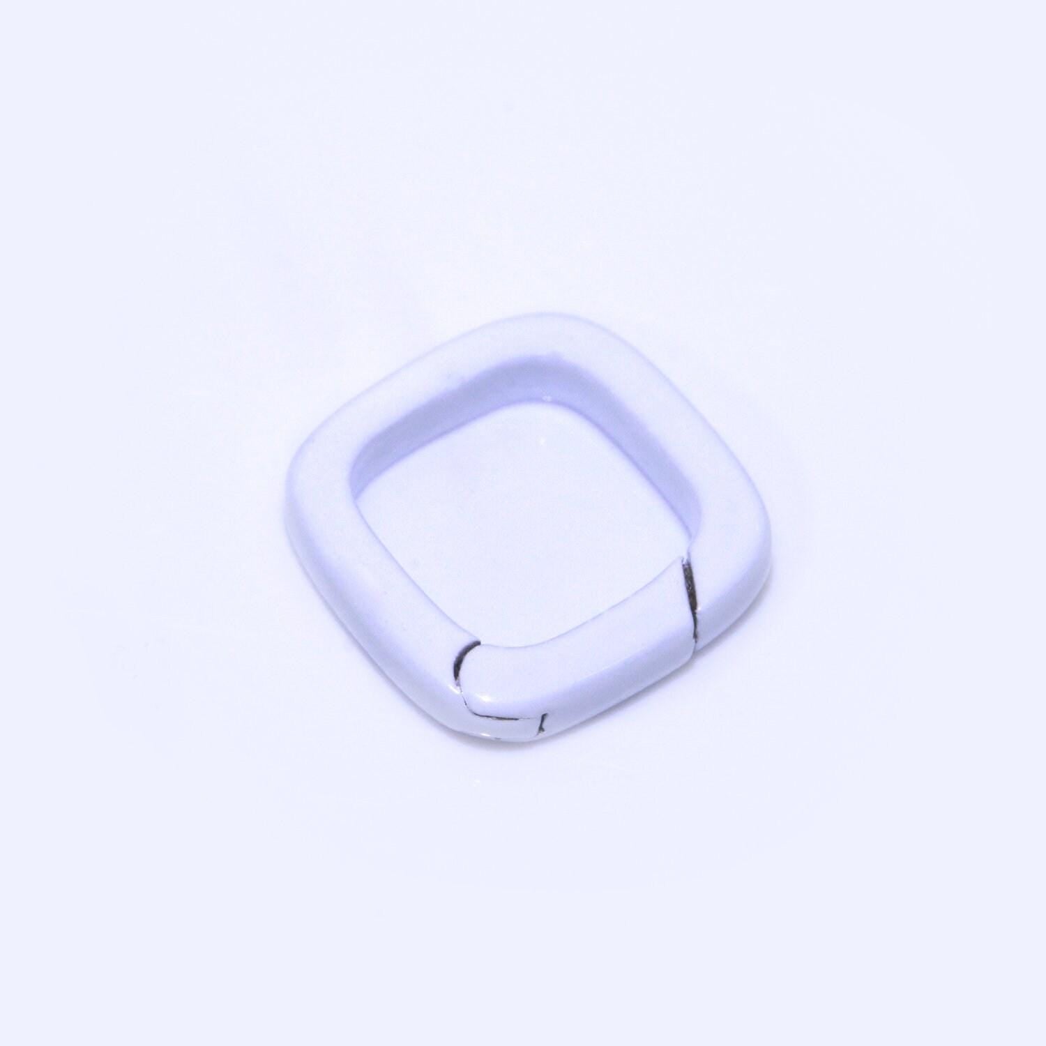Dainty enamel spring gate ring, push gate ring, 12mm square ring, charm holder pink green red clasp for link connector clasp