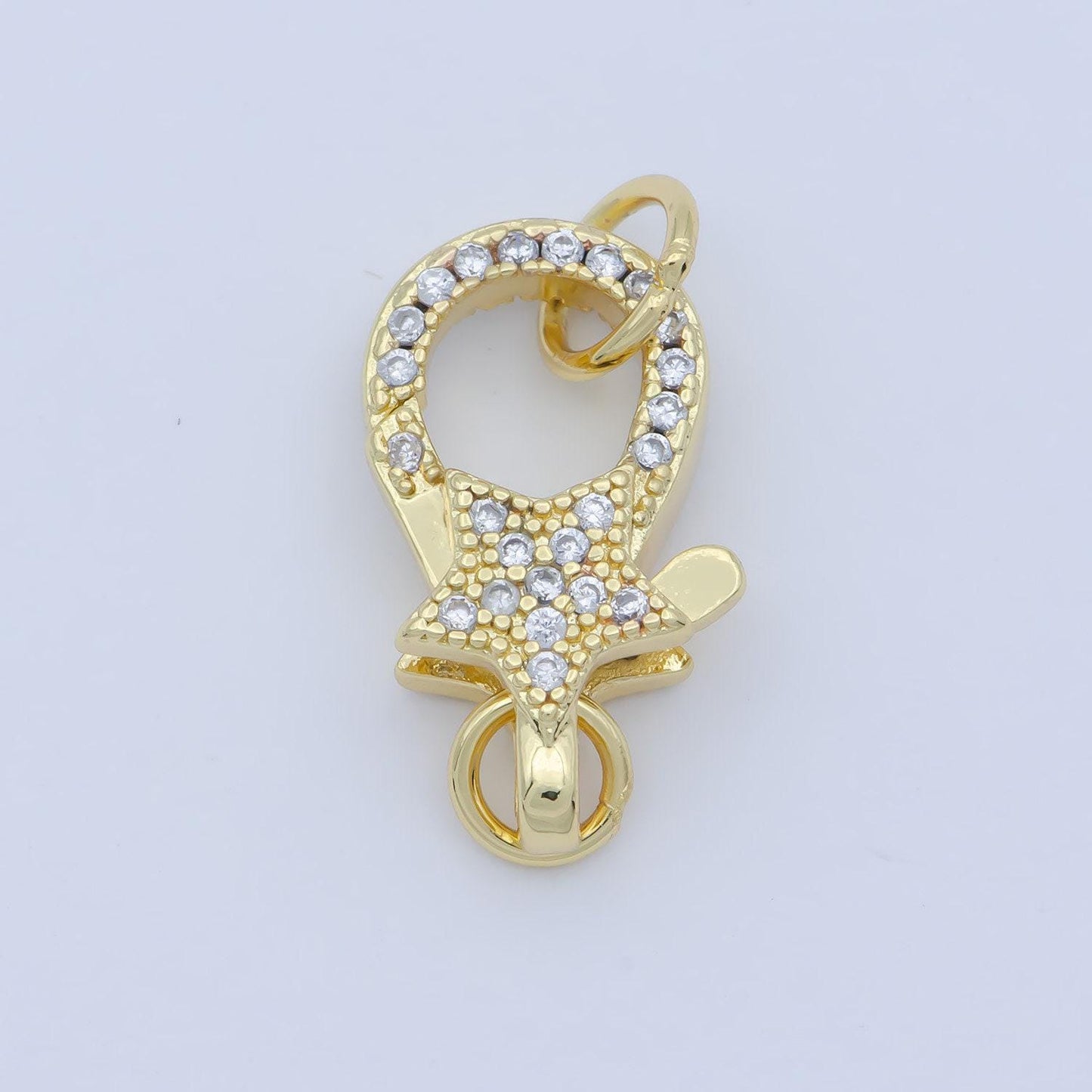 14k gold fill star clasp for bracelet necklace buckle micro paved , cz cubic lobster clasp fastener for beading supplies component