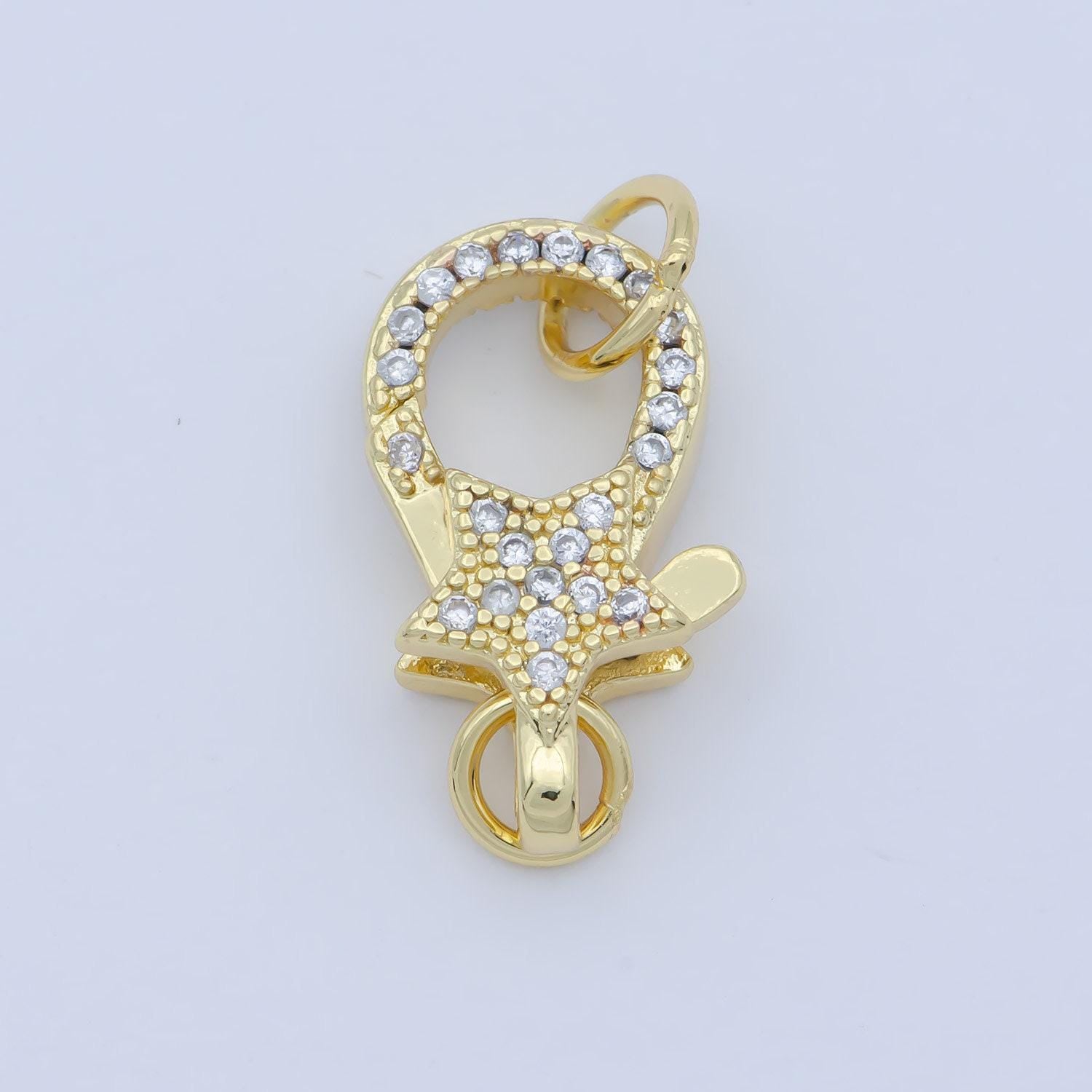 14k gold fill star clasp for bracelet necklace buckle micro paved , cz cubic lobster clasp fastener for beading supplies component