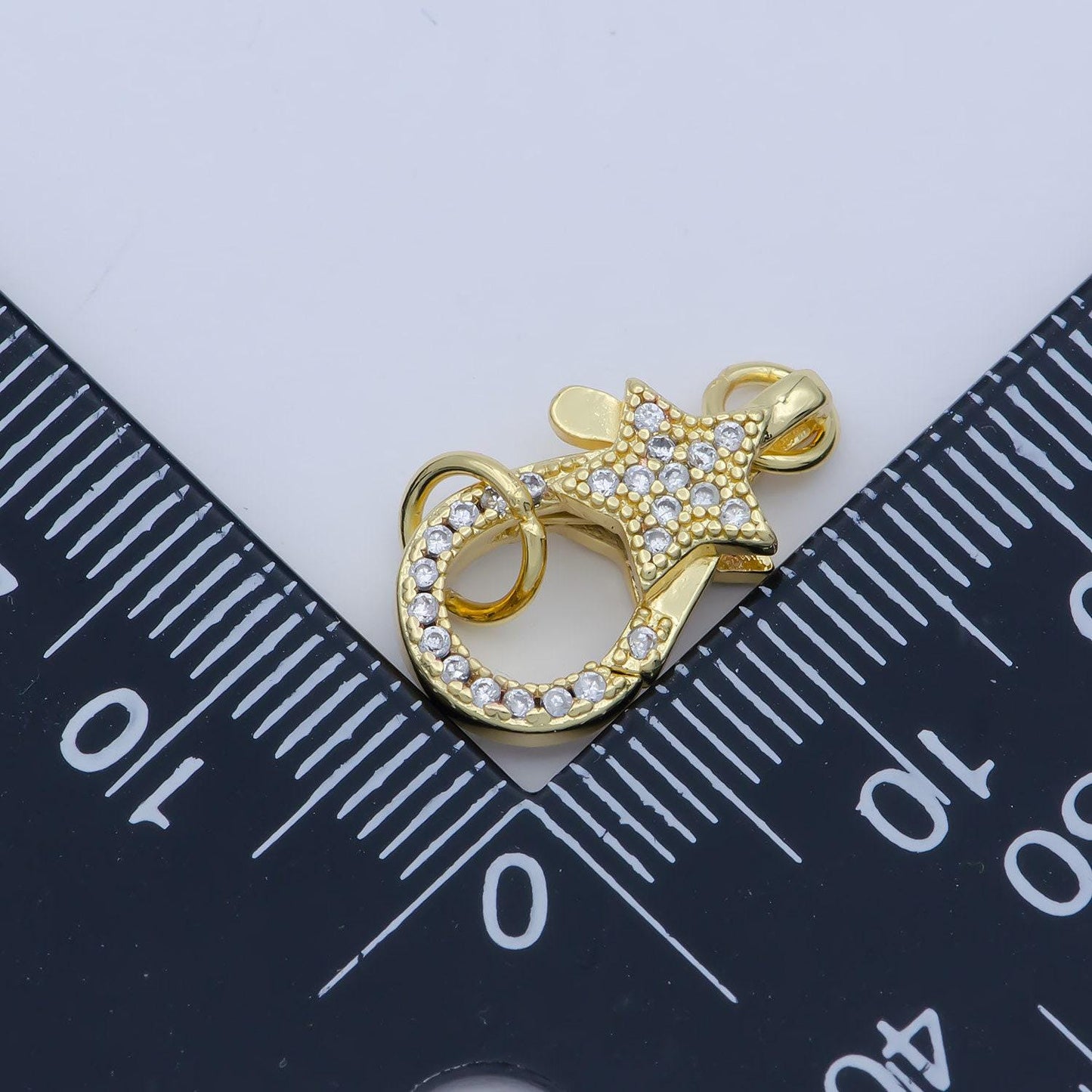14k gold fill star clasp for bracelet necklace buckle micro paved , cz cubic lobster clasp fastener for beading supplies component
