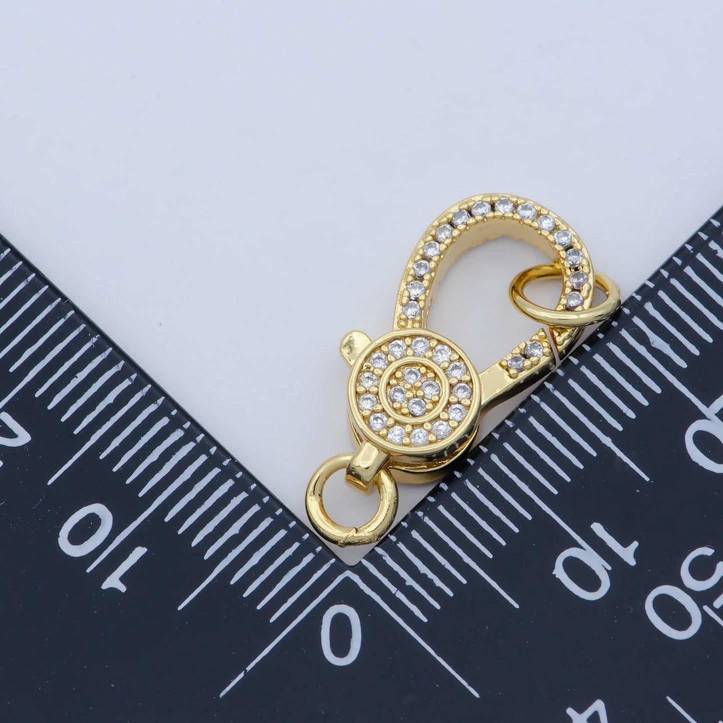 14k gold filled cz micro pave clasp bold big lock clasp, interlock end clasp fastener for bracelet necklace component supp-1219