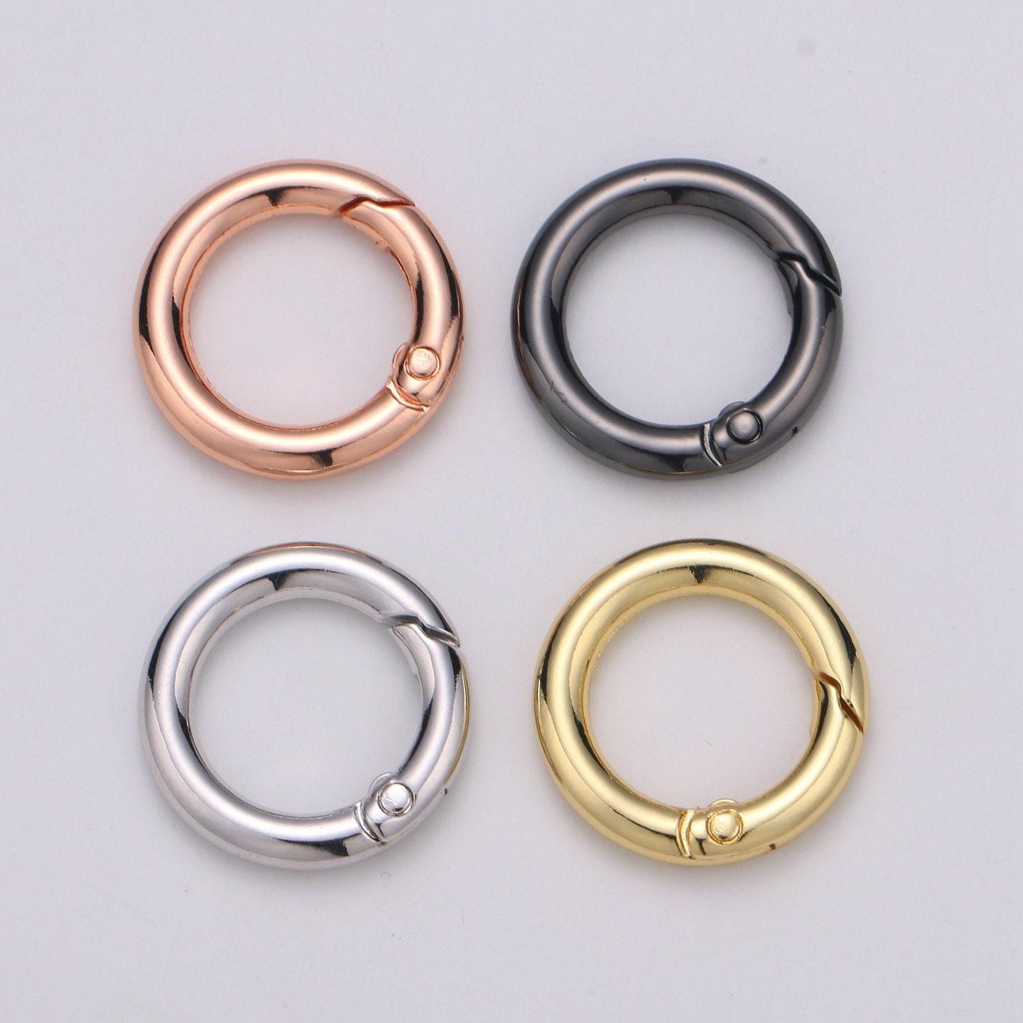 Gold spring gate ring,push gate ring, 24mm diameter ring charm holder rose gold black gun metal silver clasp connector charm holder l-36-l39
