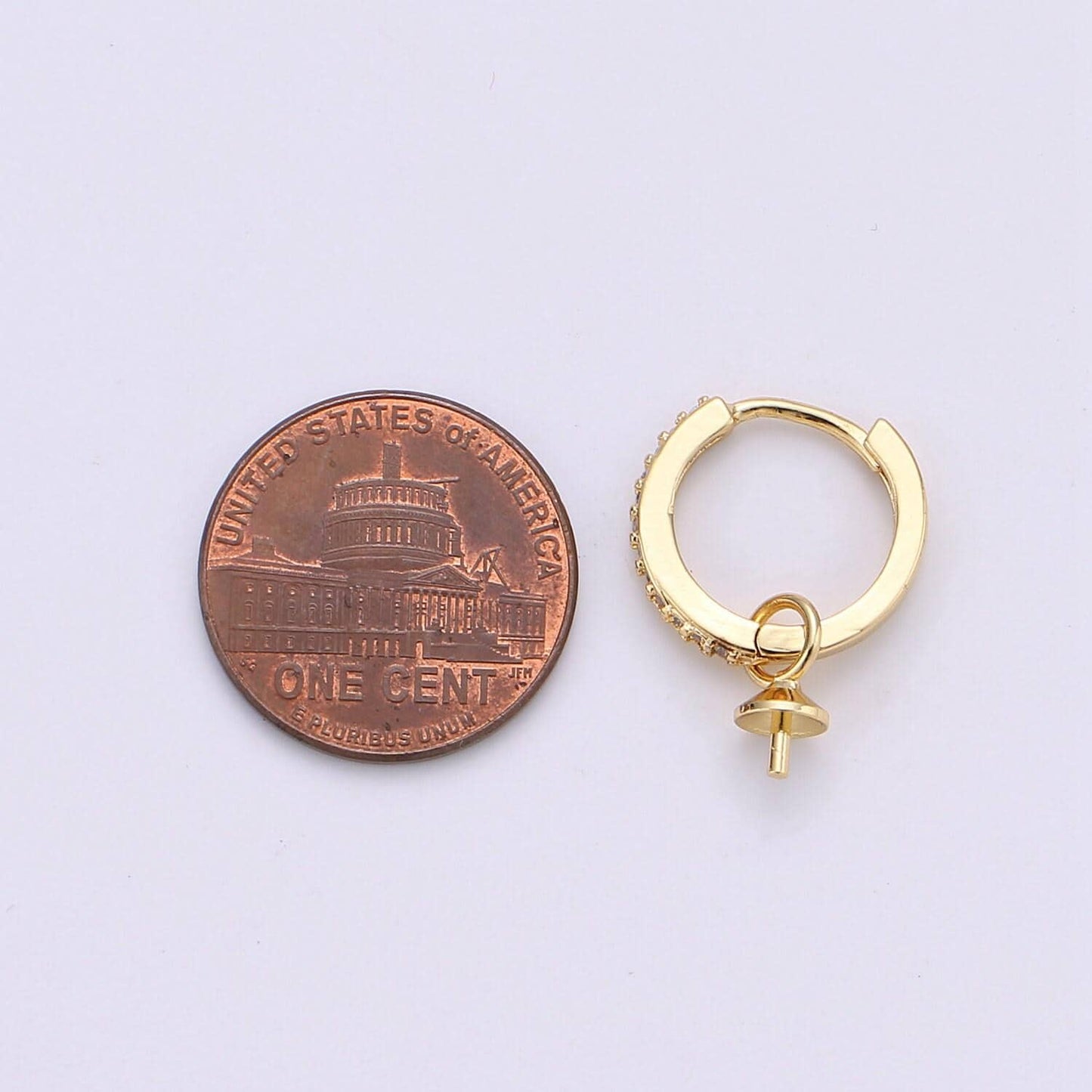 Gold filled lever back earring setting for half drilled pearl mounts diy earring drop bail, peg pearl findings wholesale l-387