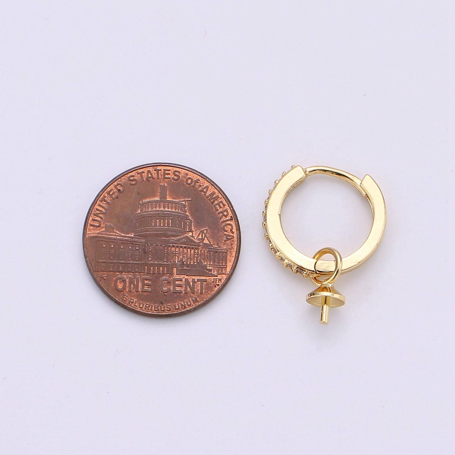 Gold filled lever back earring setting for half drilled pearl mounts diy earring drop bail, peg pearl findings wholesale l-387
