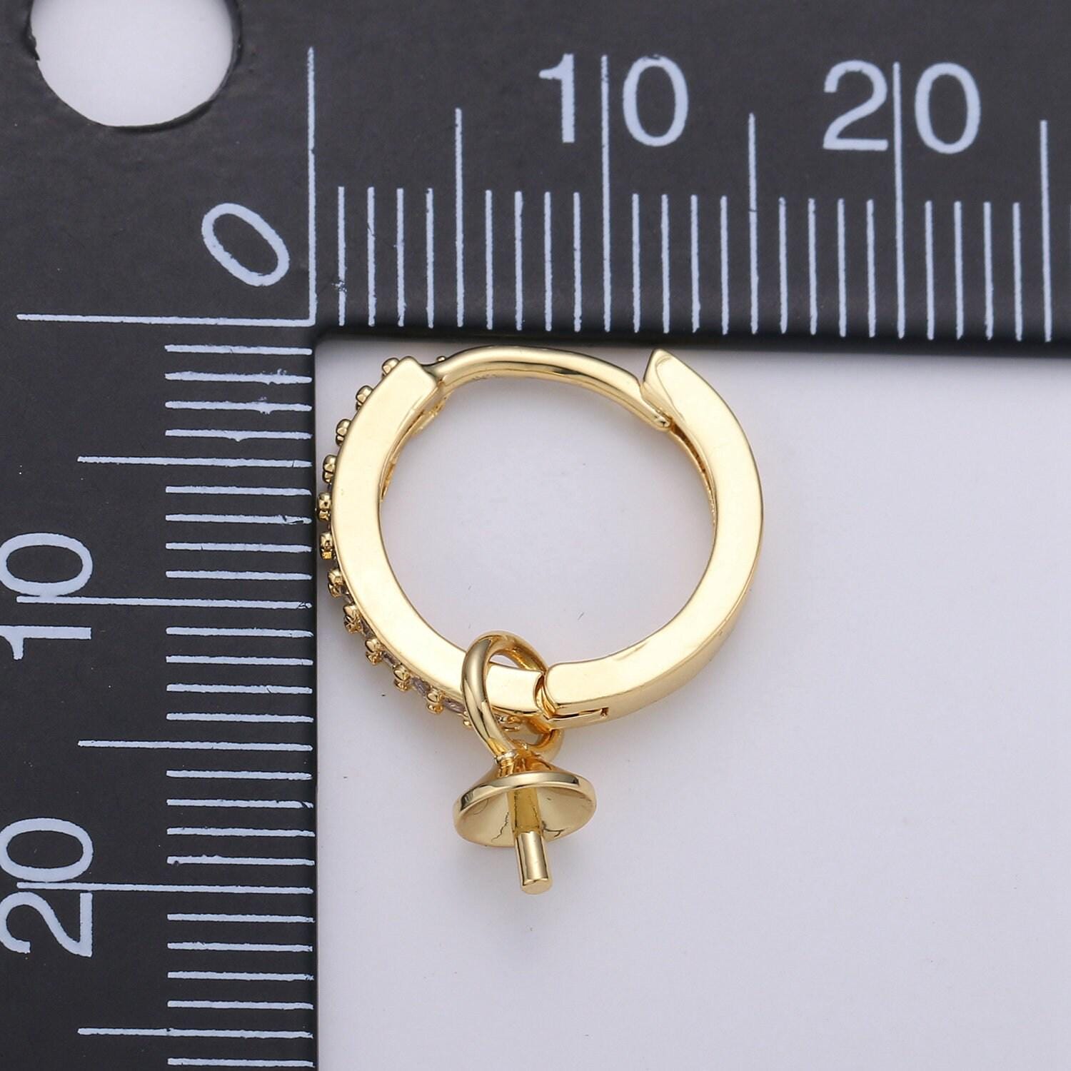 Gold filled lever back earring setting for half drilled pearl mounts diy earring drop bail, peg pearl findings wholesale l-387