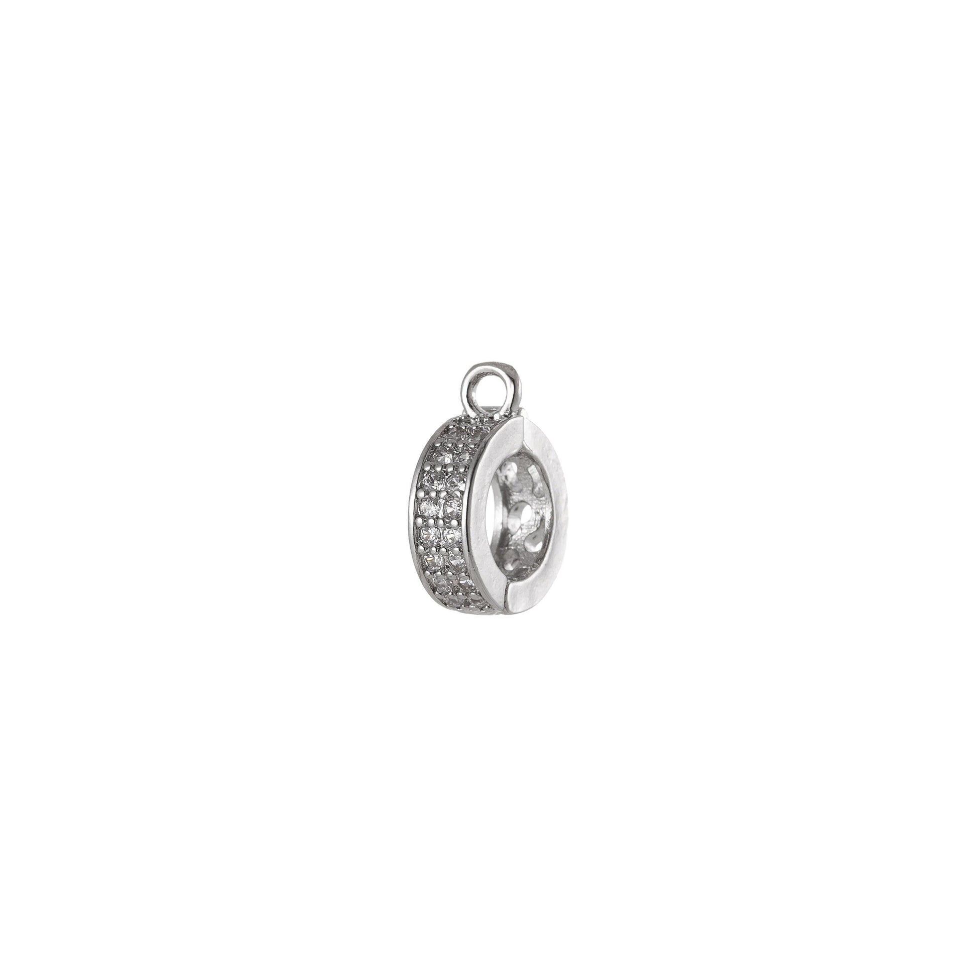 1x 11mmx9mm gold bead spacer with open link 2.7mmx0.8mm(20 gauge) gold silver connector cz pave beaded charm jewelry making supplies,1202