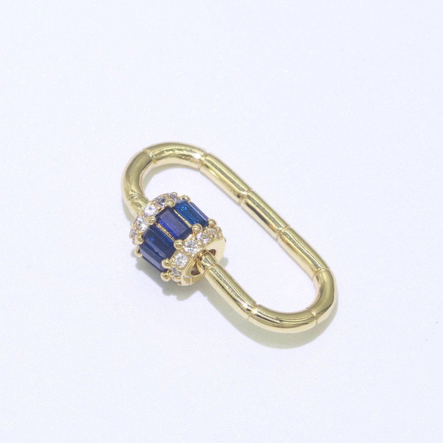 1pc carabiner screw clasp cubic zirconia fancy interlocking clasp, pave oval shaped clasps, gold fancy glass supp-1195