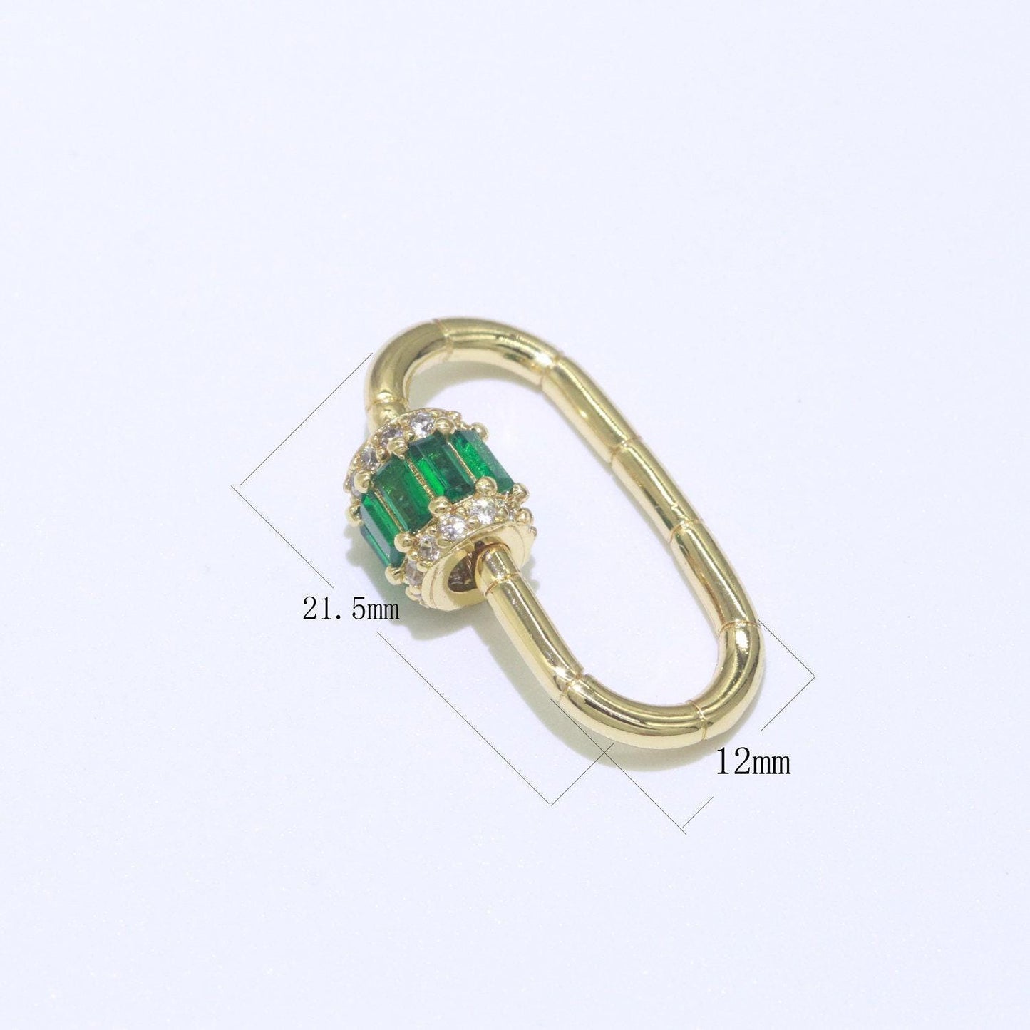 1pc carabiner screw clasp cubic zirconia fancy interlocking clasp, pave oval shaped clasps, gold fancy glass supp-1195
