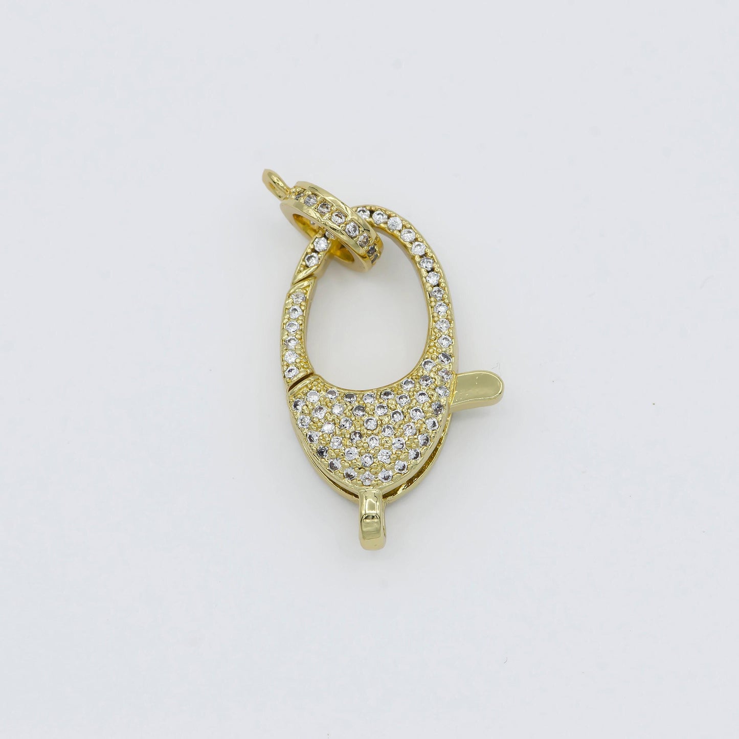 Dainty crystal gold filled oval lobster clasp with jump ring - l-315