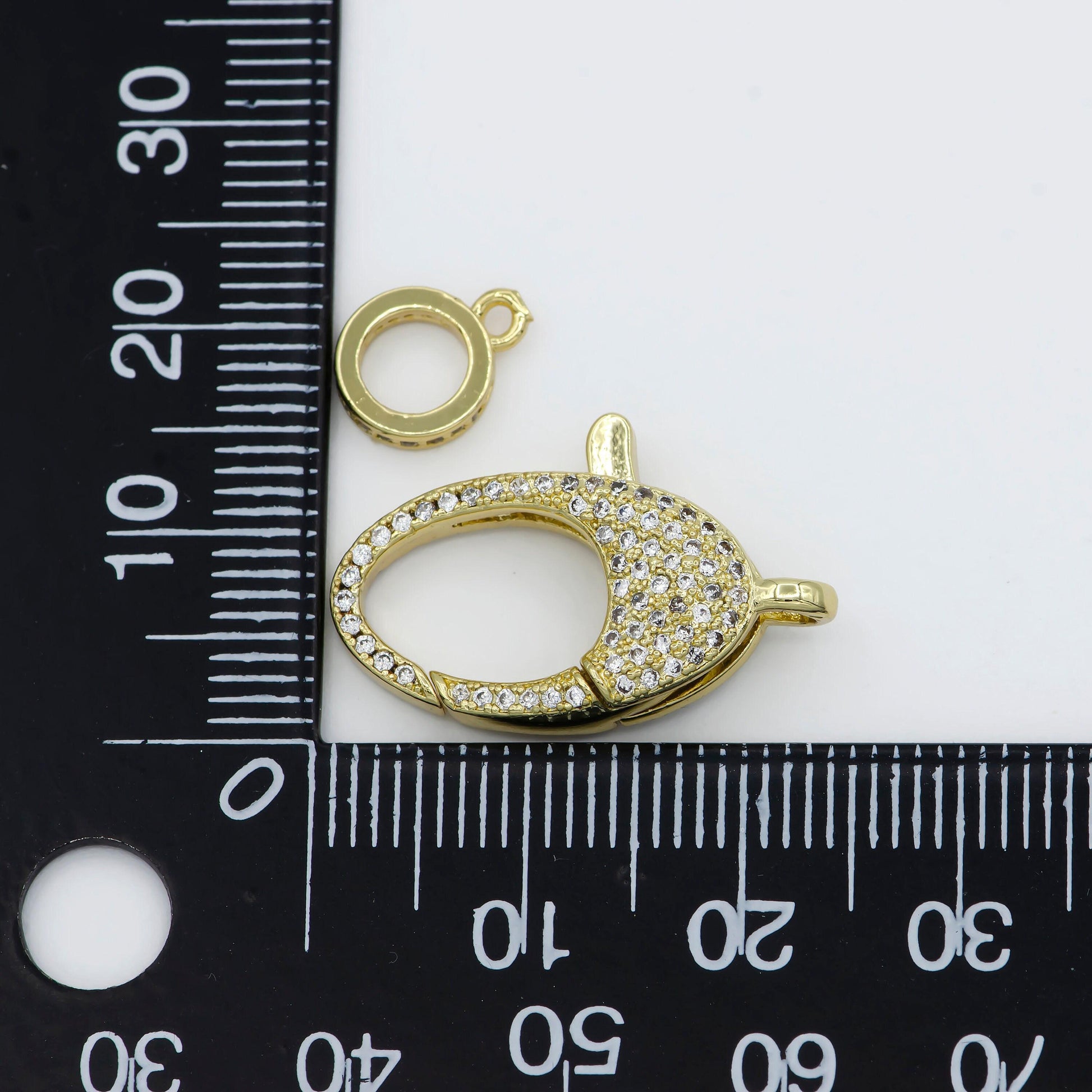Dainty crystal gold filled oval lobster clasp with jump ring - l-315