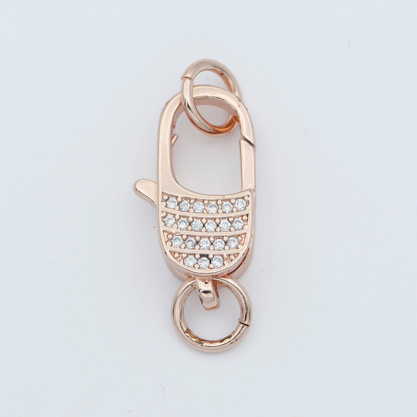 14k gold fill end clasp for bracelet necklace buckle micro paved , cz cubic lobster clasp fastener for beading supplies component l-301