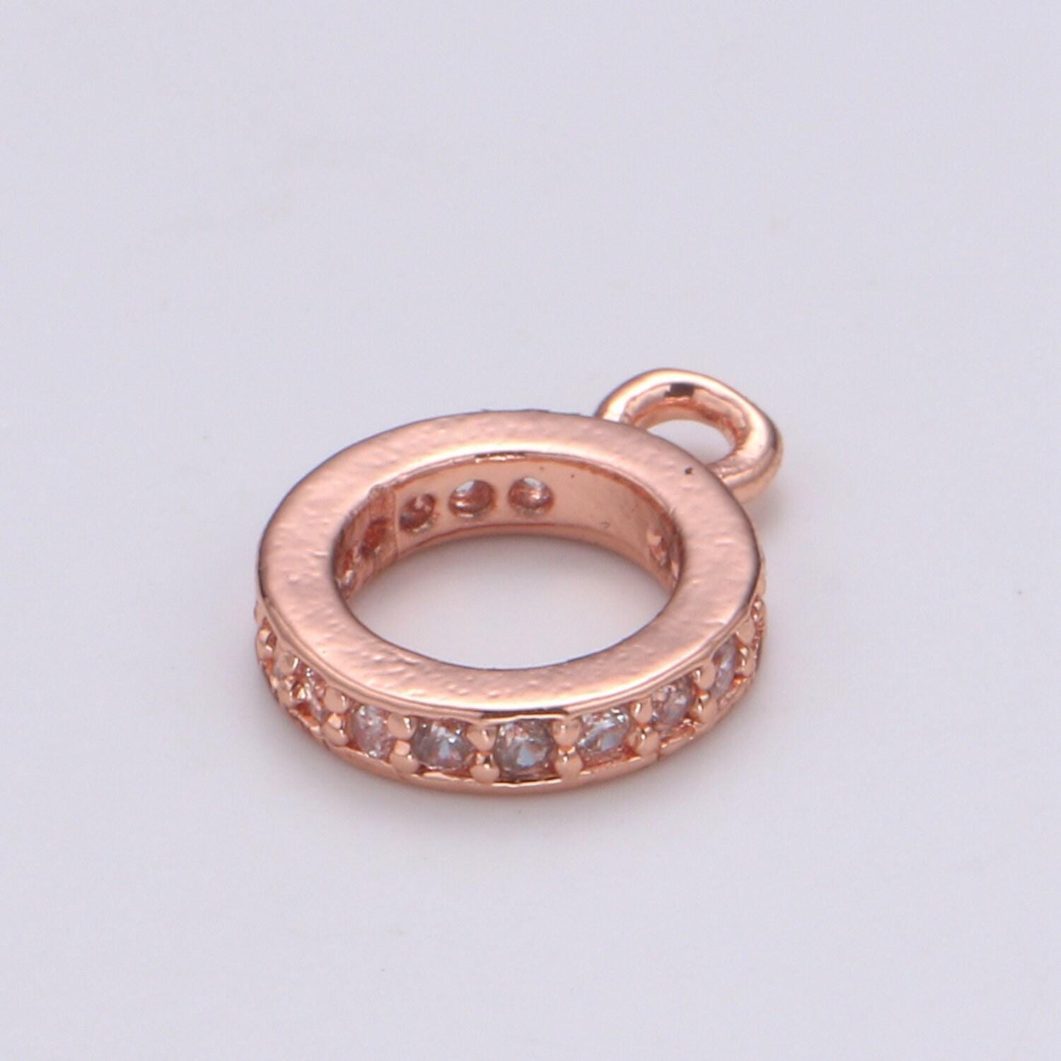 14k gold filled 9.5mmx7.5mm jump ring, small loop gold clasp connector with cz stone for jewelry making supplies l291