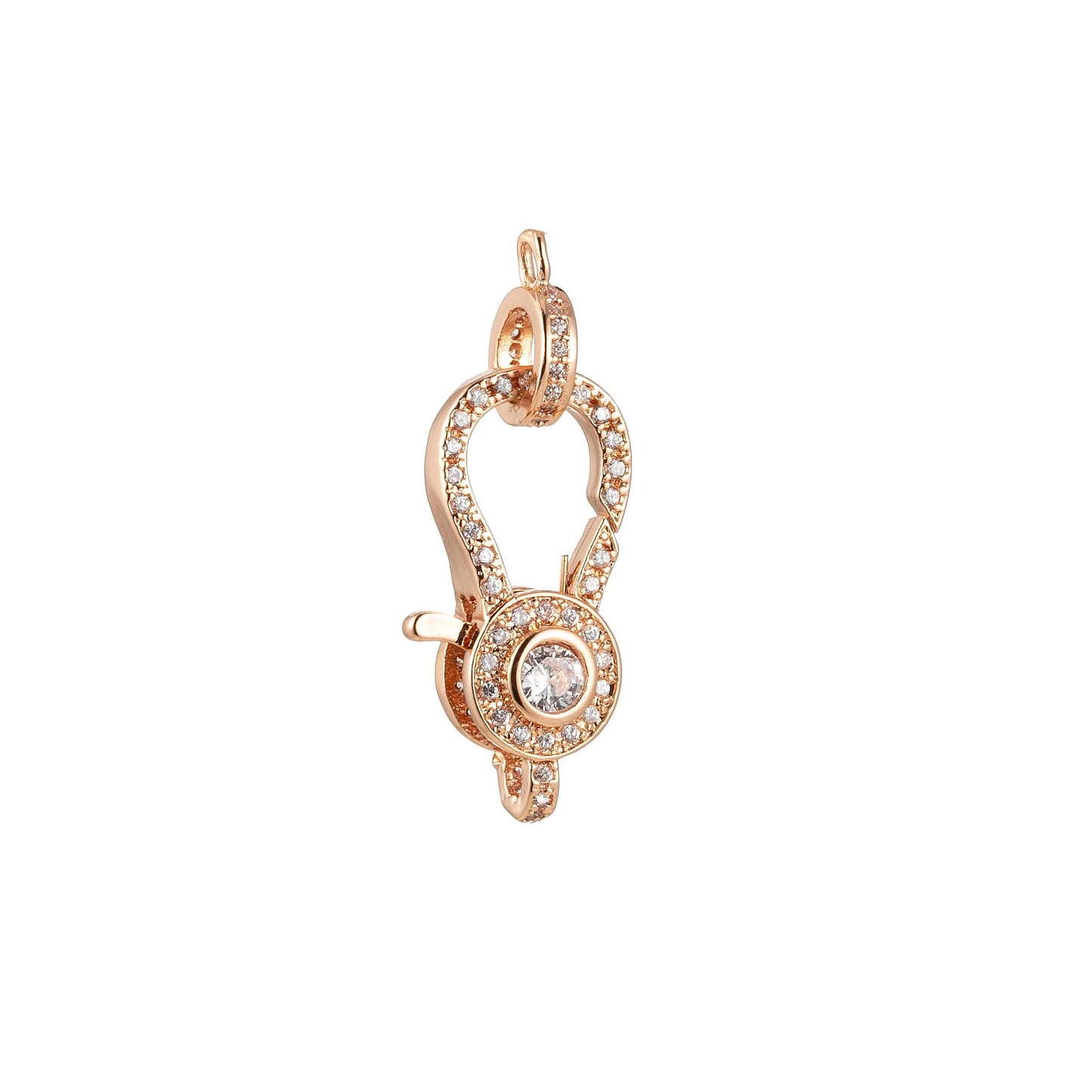 Full cz lobster clasp unique design lobster claw with jump ring for necklace bracelet making supply