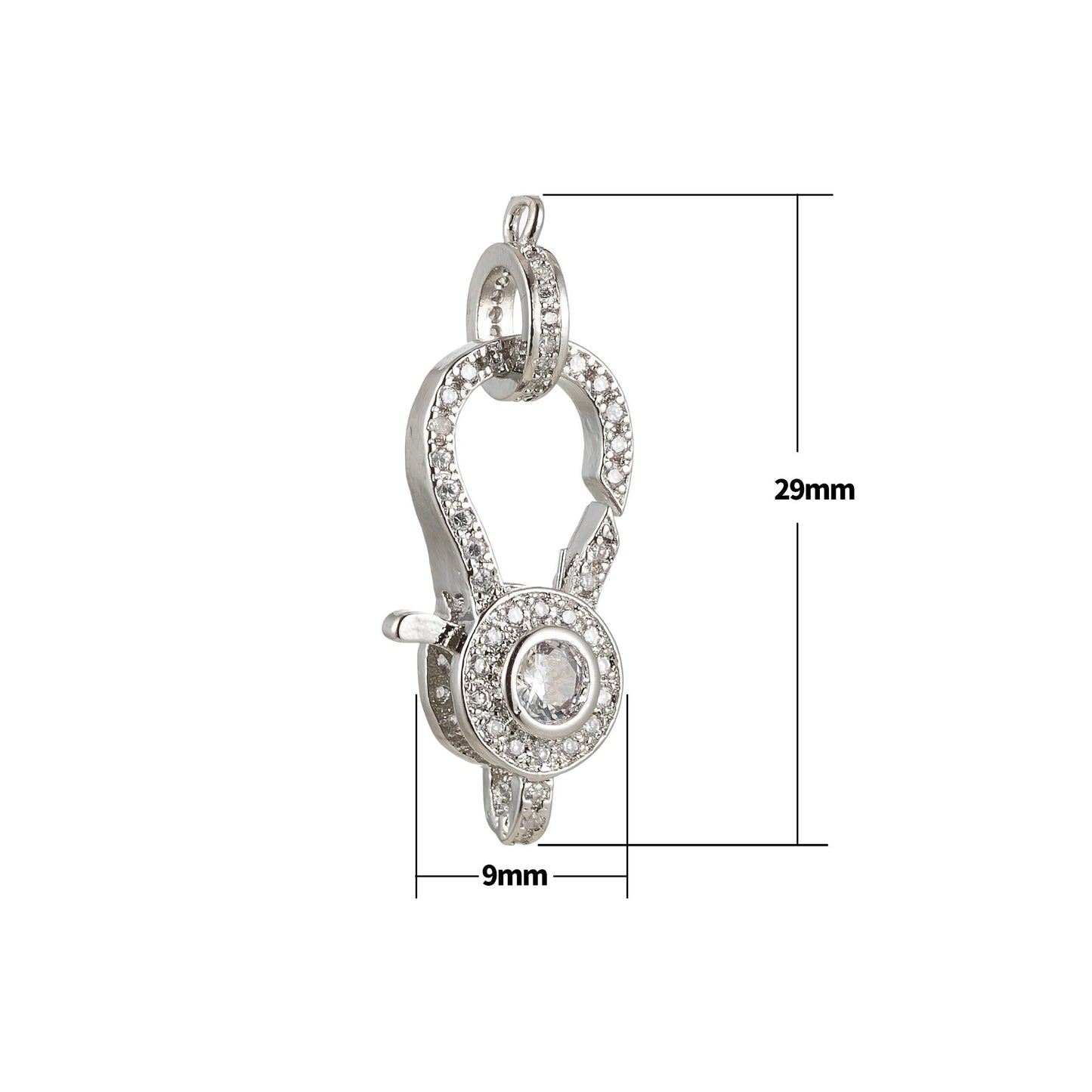 1pc lobster clasp gold lobster claw with jump ring for jewelry making,cubic pave gold, rosegold, black, silver size 29 mm x 9 mm, supp-1172