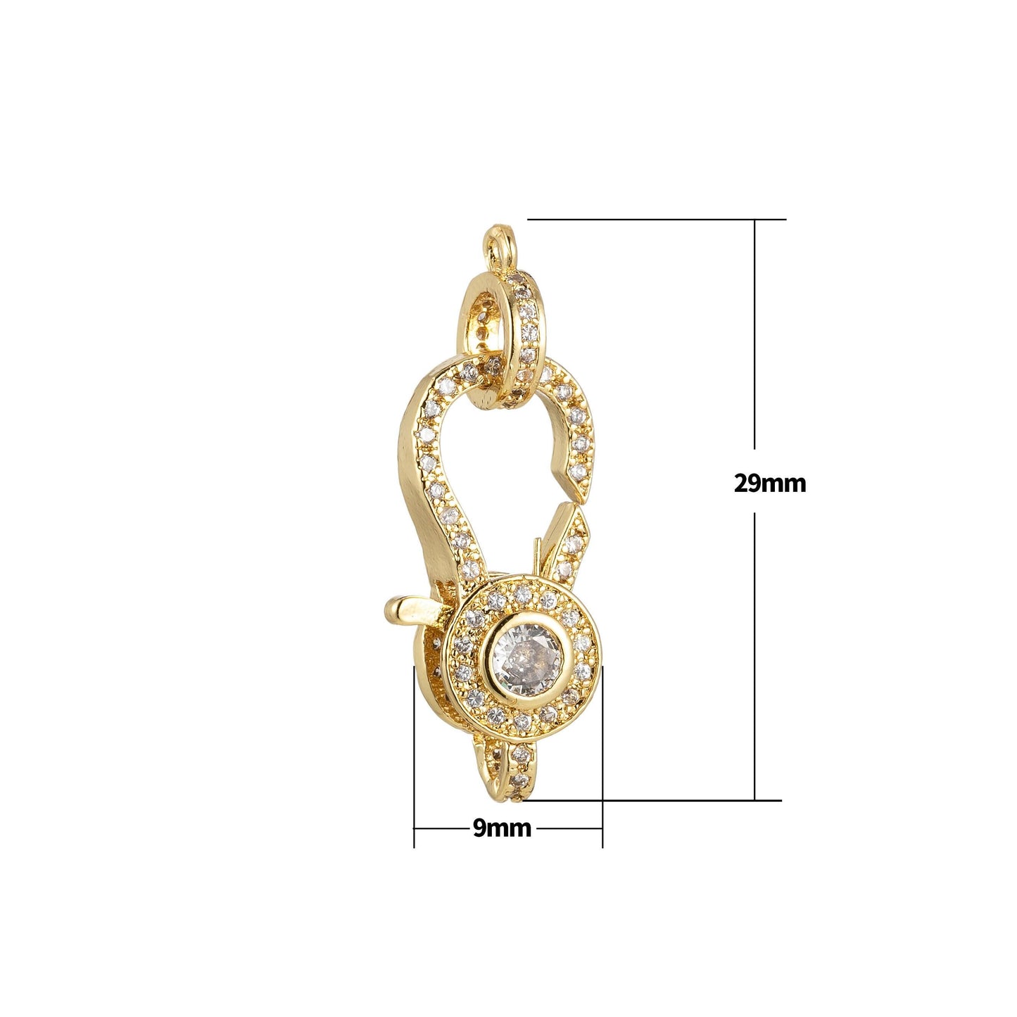 Full cz lobster clasp unique design lobster claw with jump ring for necklace bracelet making supply