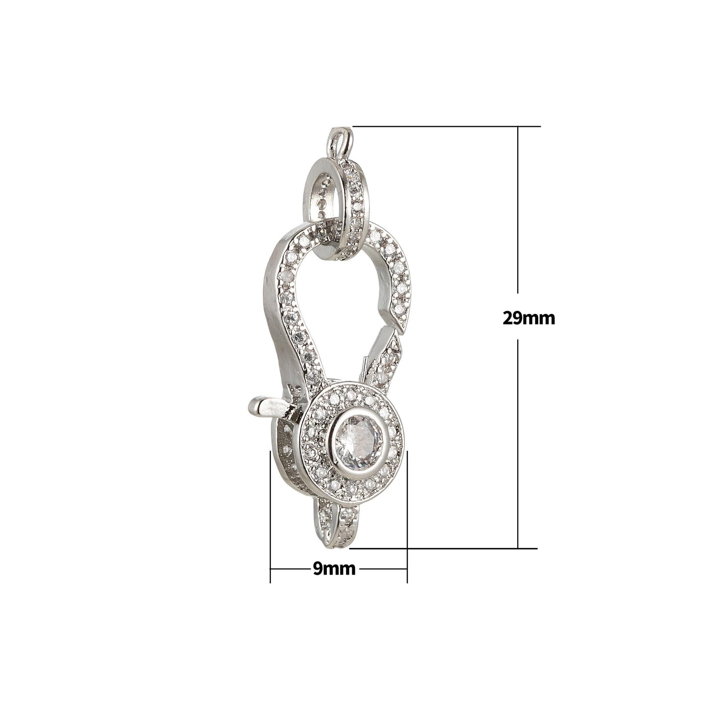 Full cz lobster clasp unique design lobster claw with jump ring for necklace bracelet making supply