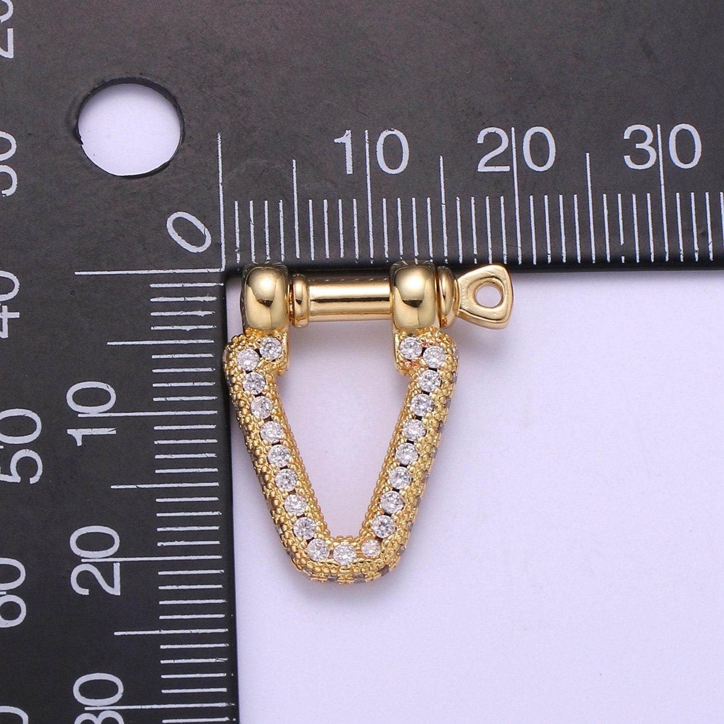 Micro pave bracelet closure, horseshoe clasp, shackle and screw, 14k gold filled bracelet clasp, horseshoe shackle, necklace hardware