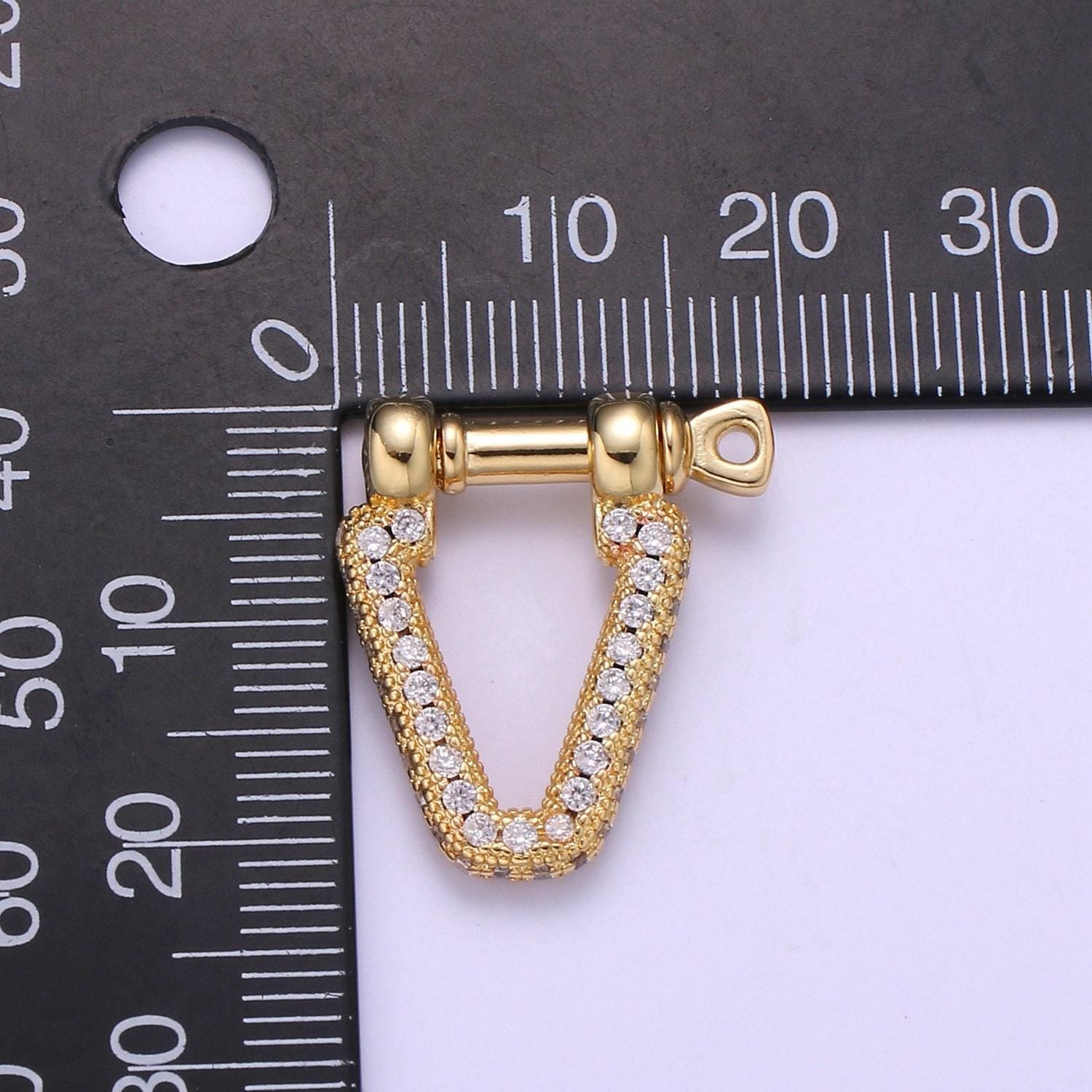 Micro pave bracelet closure, horseshoe clasp, shackle and screw, 14k gold filled bracelet clasp, horseshoe shackle, necklace hardware