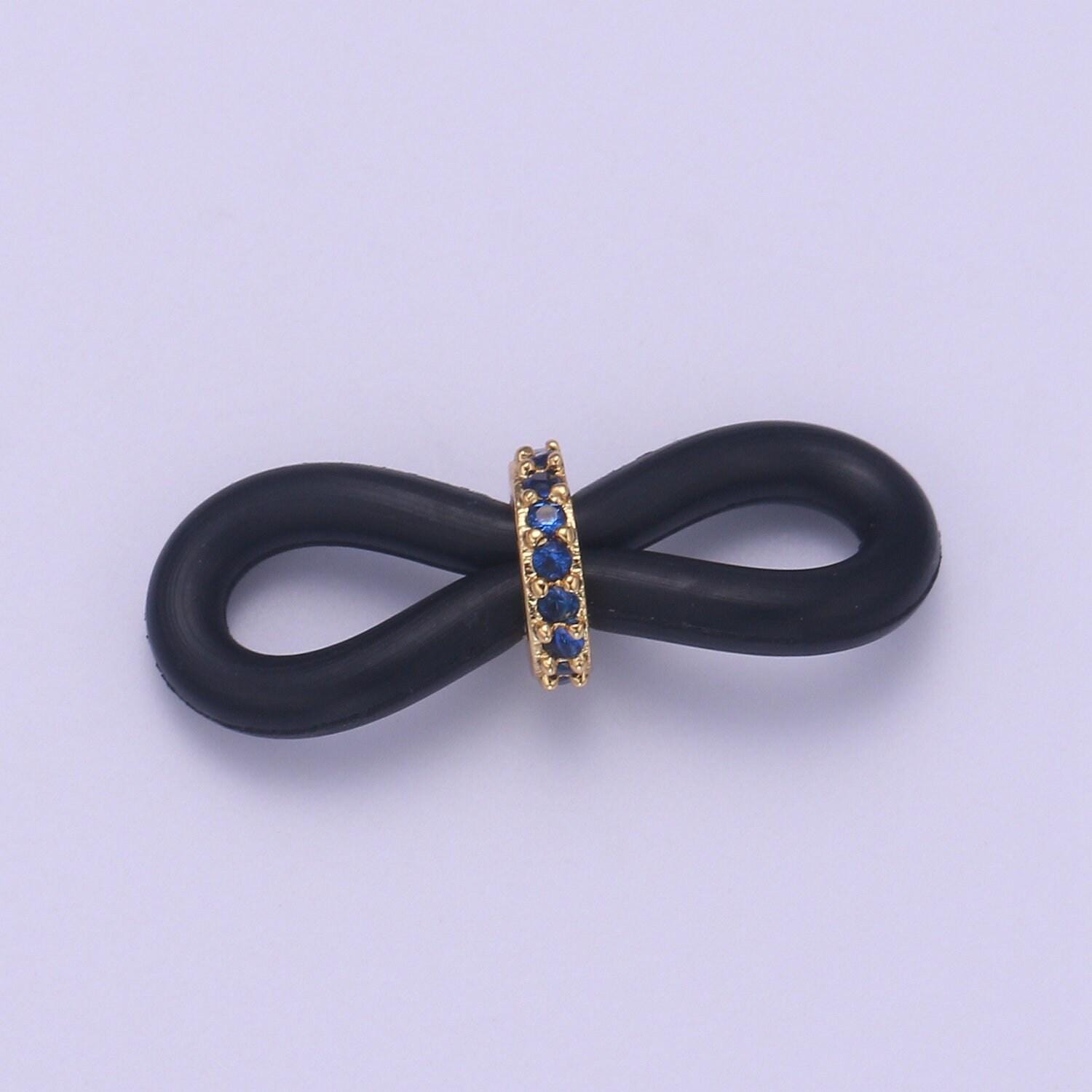 Rubber parts with adjustable cz beads, rubber ends for facemask eyewearholder, one pair of rubber grips, replacement parts / one pair