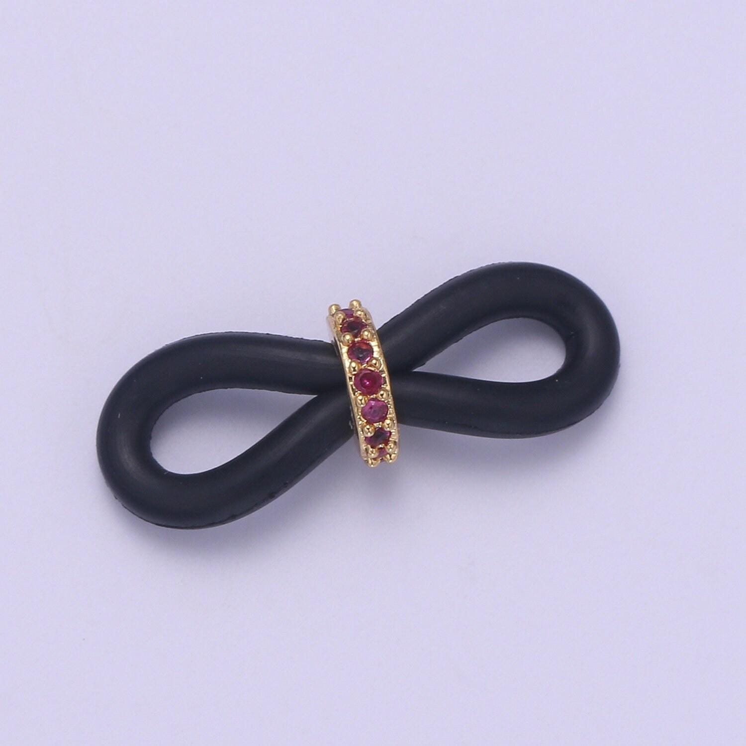Rubber parts with adjustable cz beads, rubber ends for facemask eyewearholder, one pair of rubber grips, replacement parts / one pair