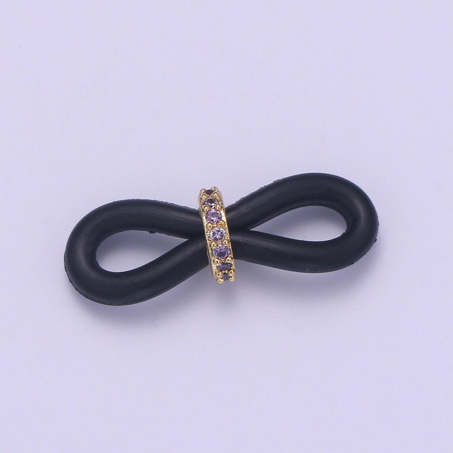 Rubber parts with adjustable cz beads, rubber ends for facemask eyewearholder, one pair of rubber grips, replacement parts / one pair