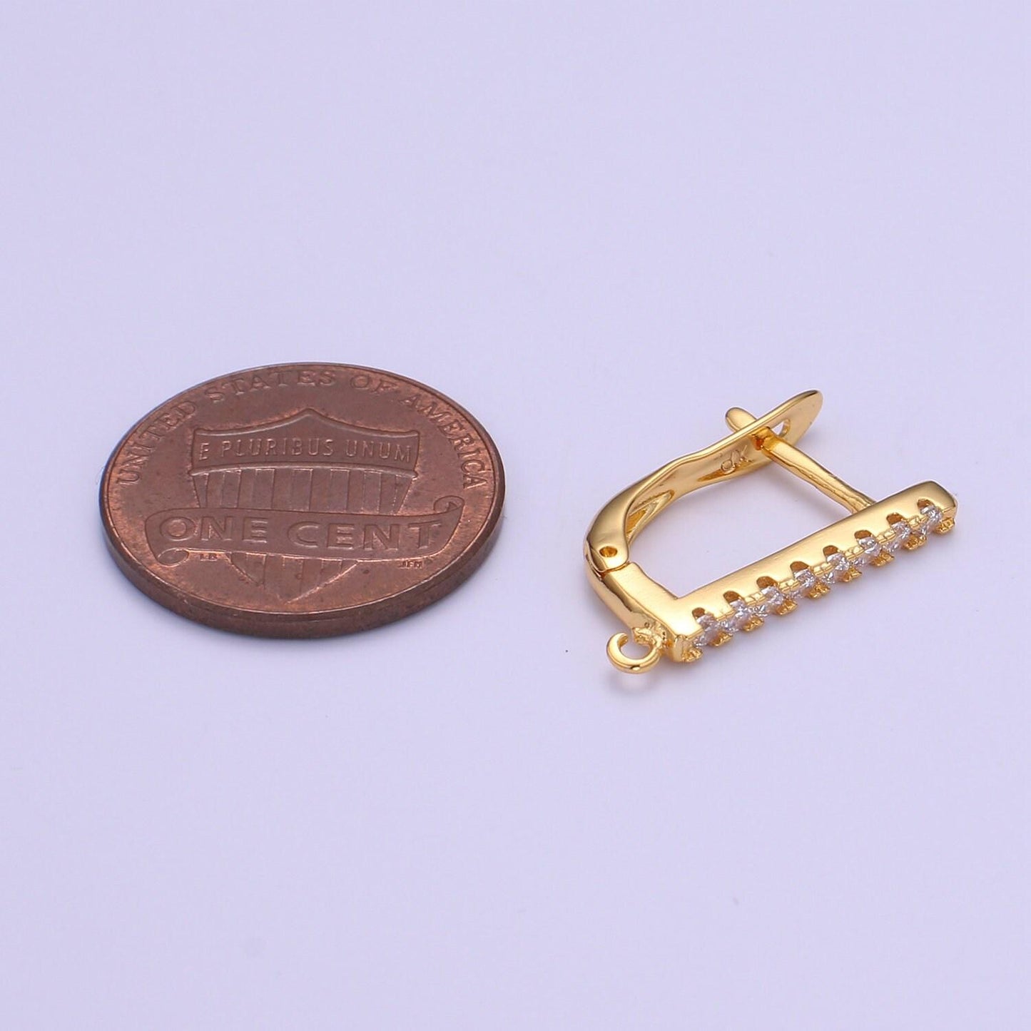Gold lever back earring findings cz huggie earring with open link for earring component supply jewelry making