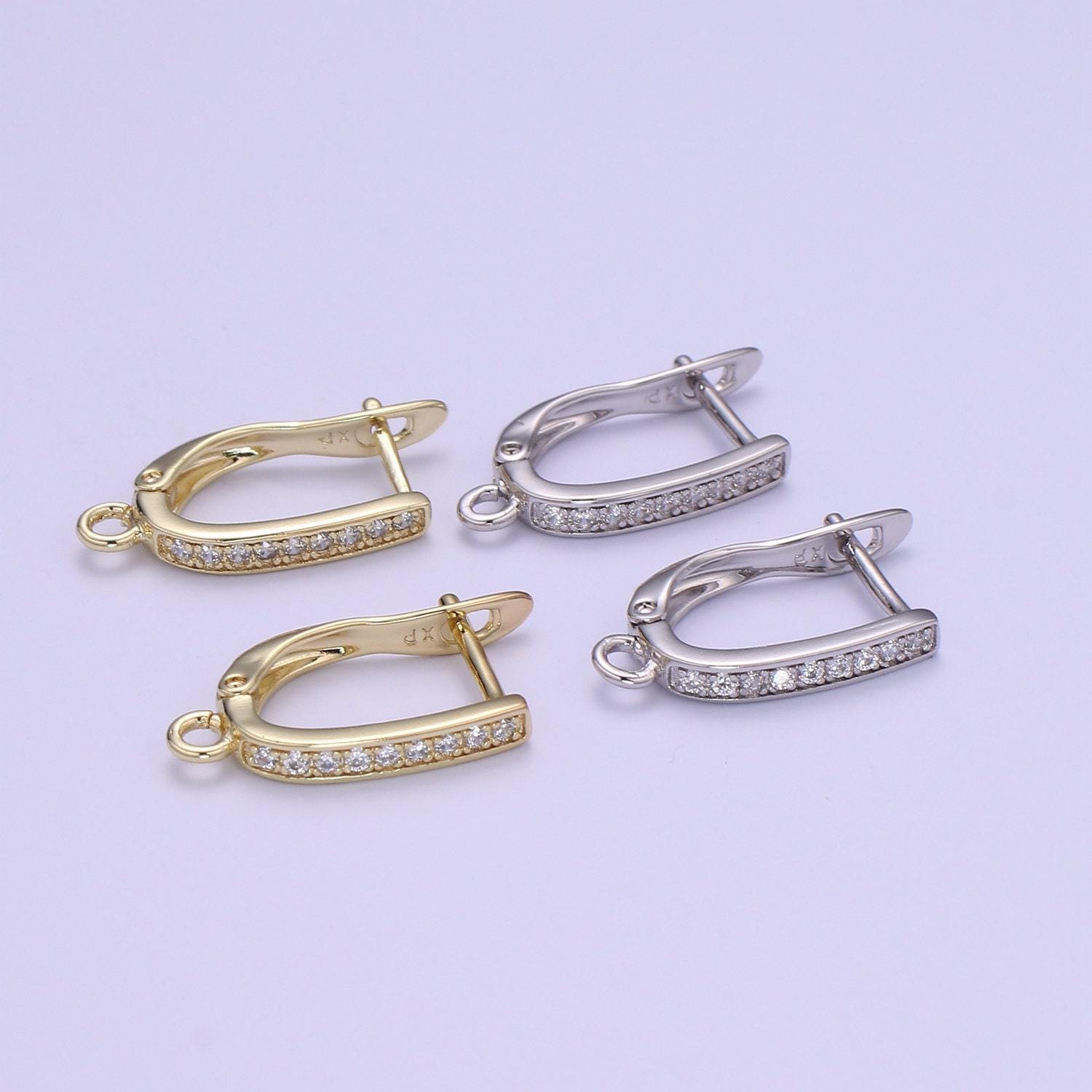 Gold one touch w/ open link lever hoop earring making, 17.6x10 mm, nickel free lead free for earring charm making findings