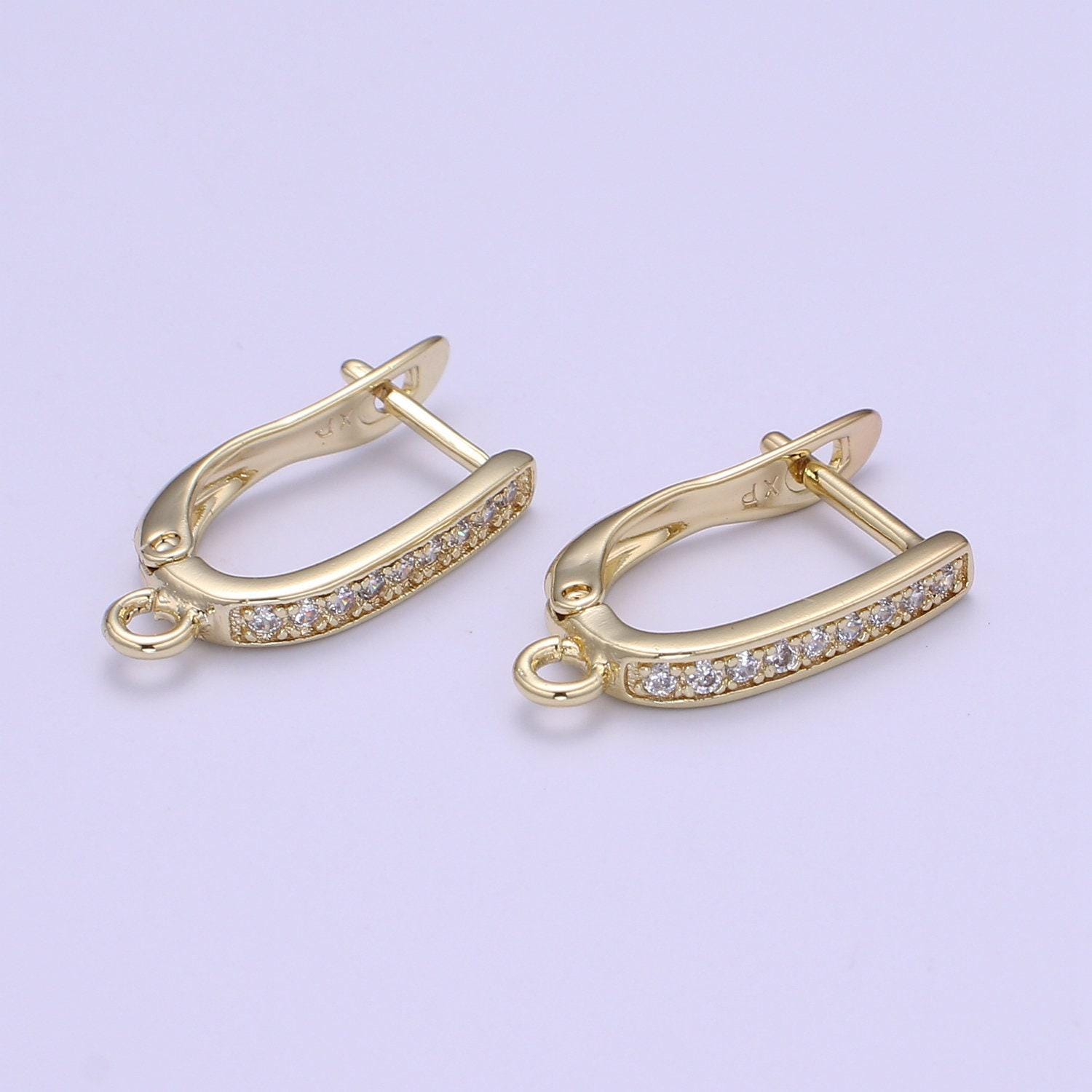 Gold one touch w/ open link lever hoop earring making, 17.6x10 mm, nickel free lead free for earring charm making findings
