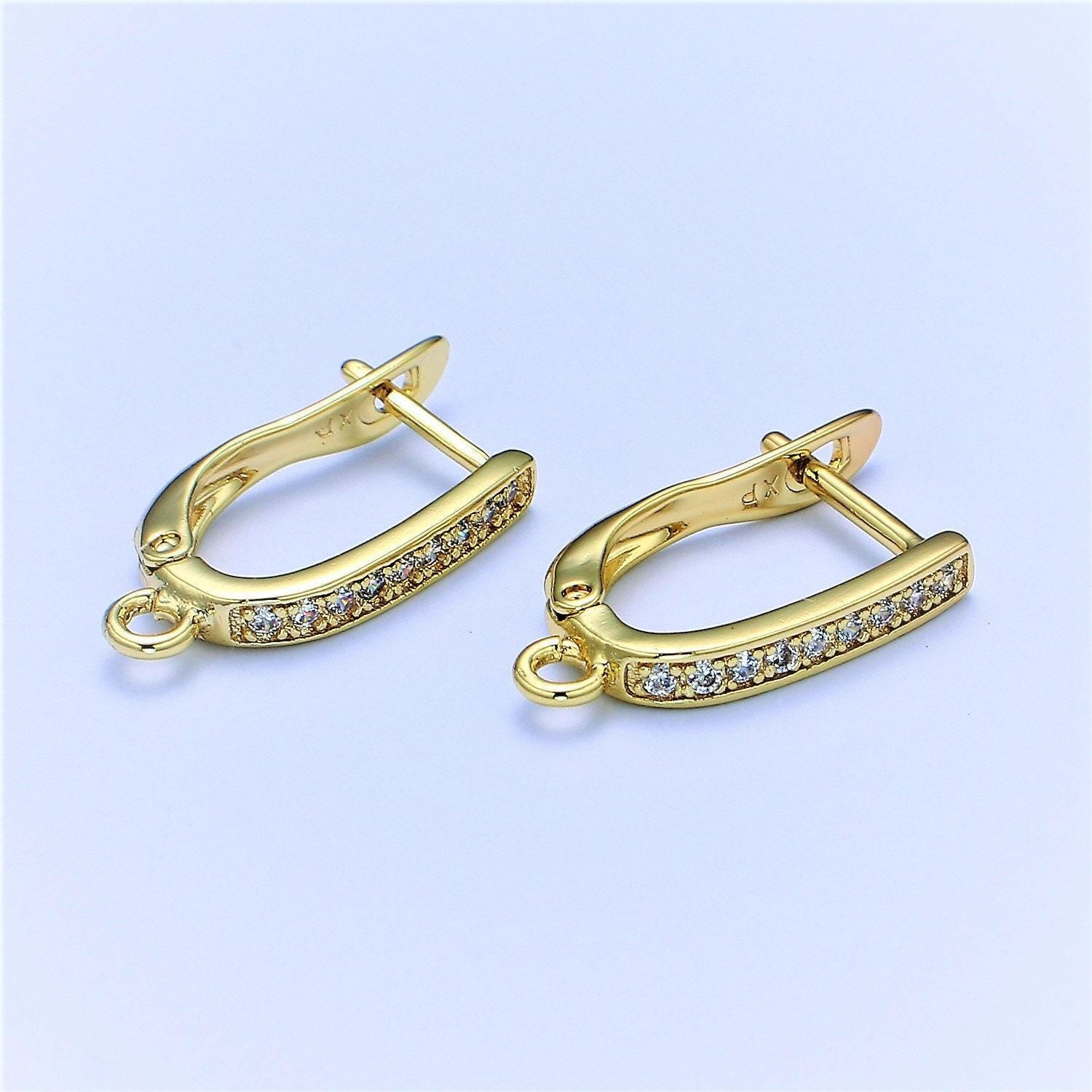 Gold one touch w/ open link lever hoop earring making, 17.6x10 mm, nickel free lead free for earring charm making findings