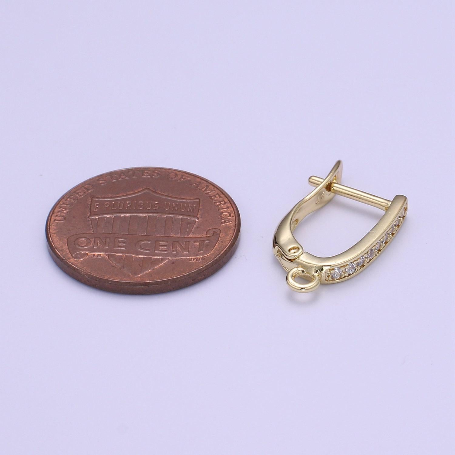 Gold one touch w/ open link lever hoop earring making, 17.6x10 mm, nickel free lead free for earring charm making findings