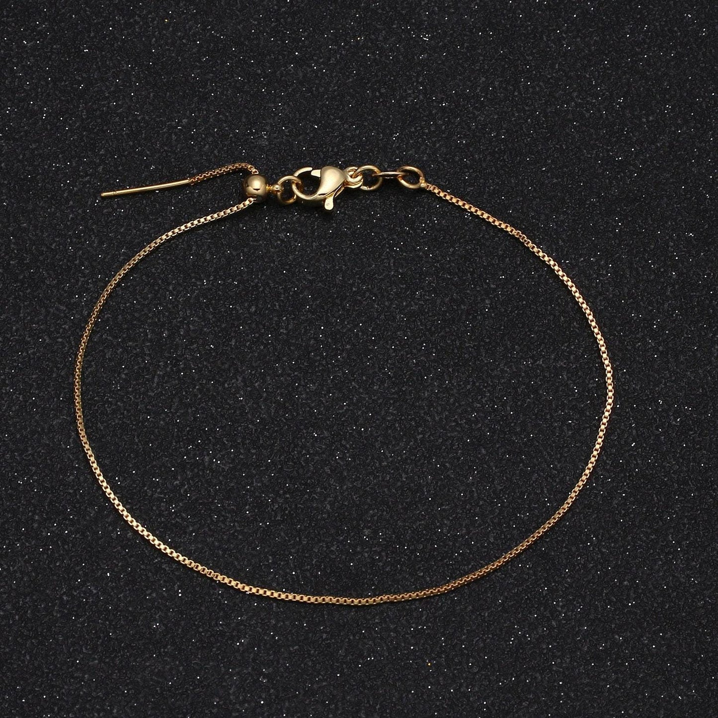 1x adjustable bracelet ready to wear 18k gold square box chain bracelet dainty box chain for jewelry making with pendant charm l-206