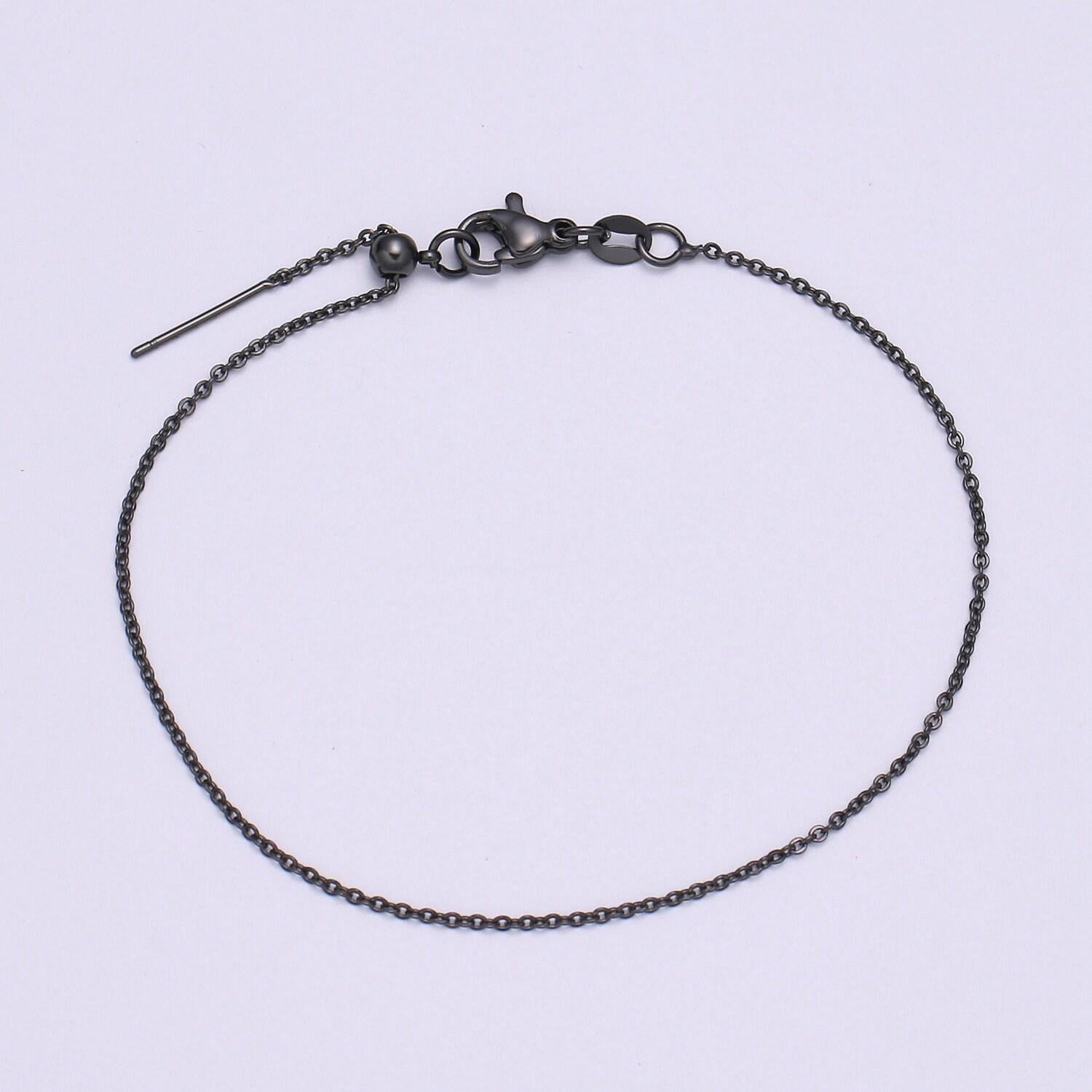 1x adjustable cable chain necklace dainty cable chain for jewelry making with pendant charm, l-202~l-205