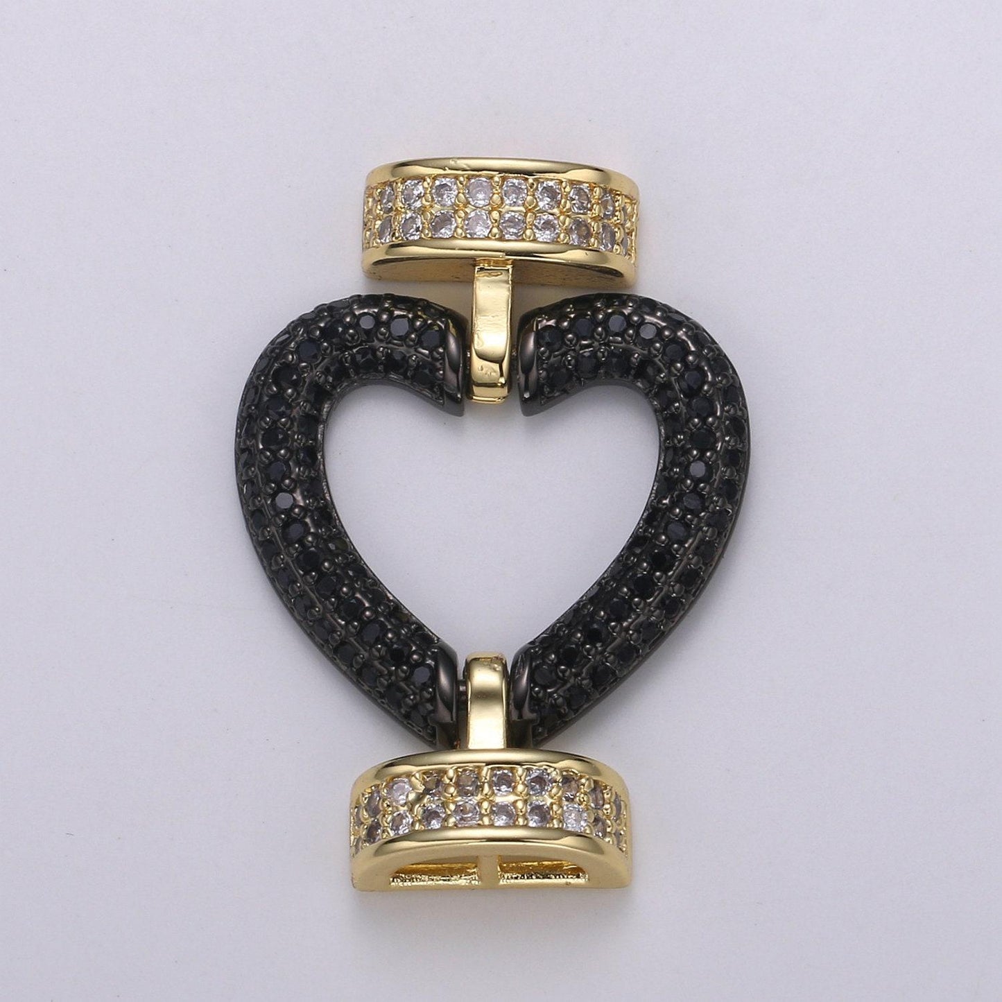 Cz micro pave clasp heart connector, interlock micro pave clasp fastener for bracelet necklace connector clasp supp 1126