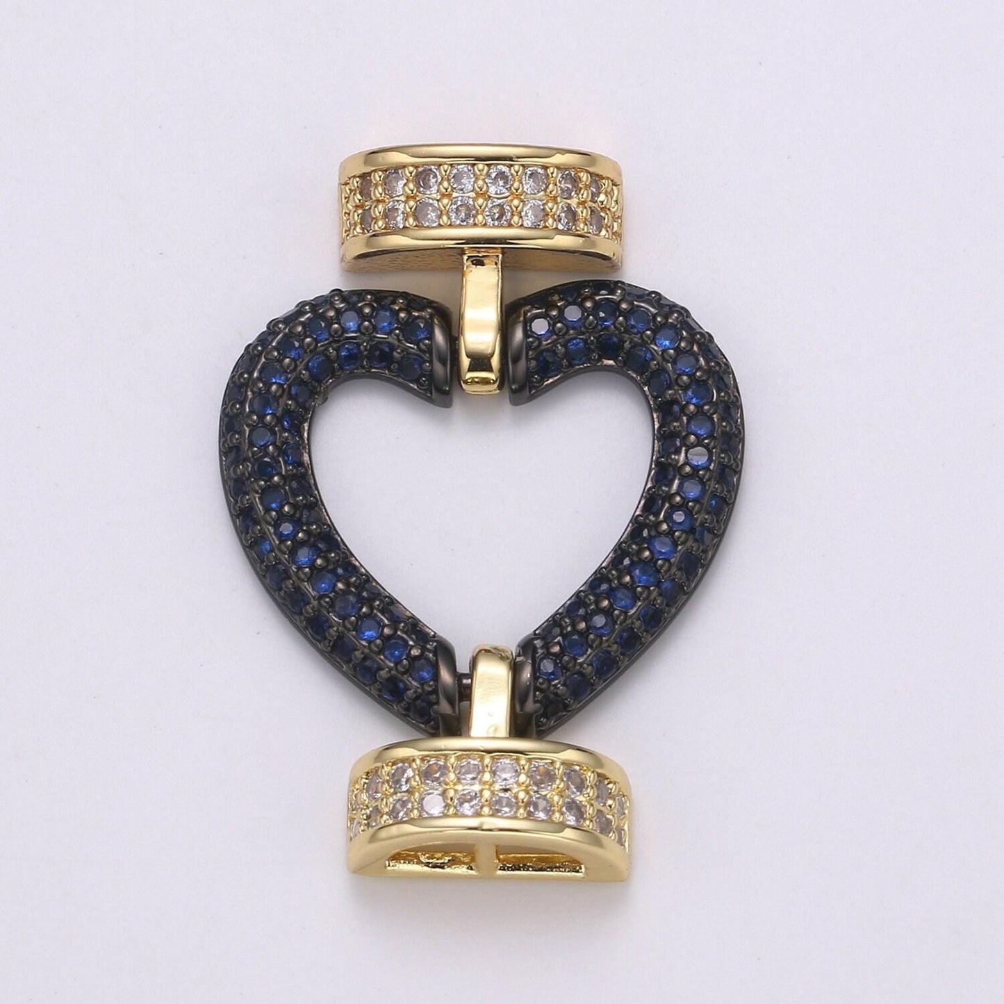 Cz micro pave clasp heart connector, interlock micro pave clasp fastener for bracelet necklace connector clasp supp 1126