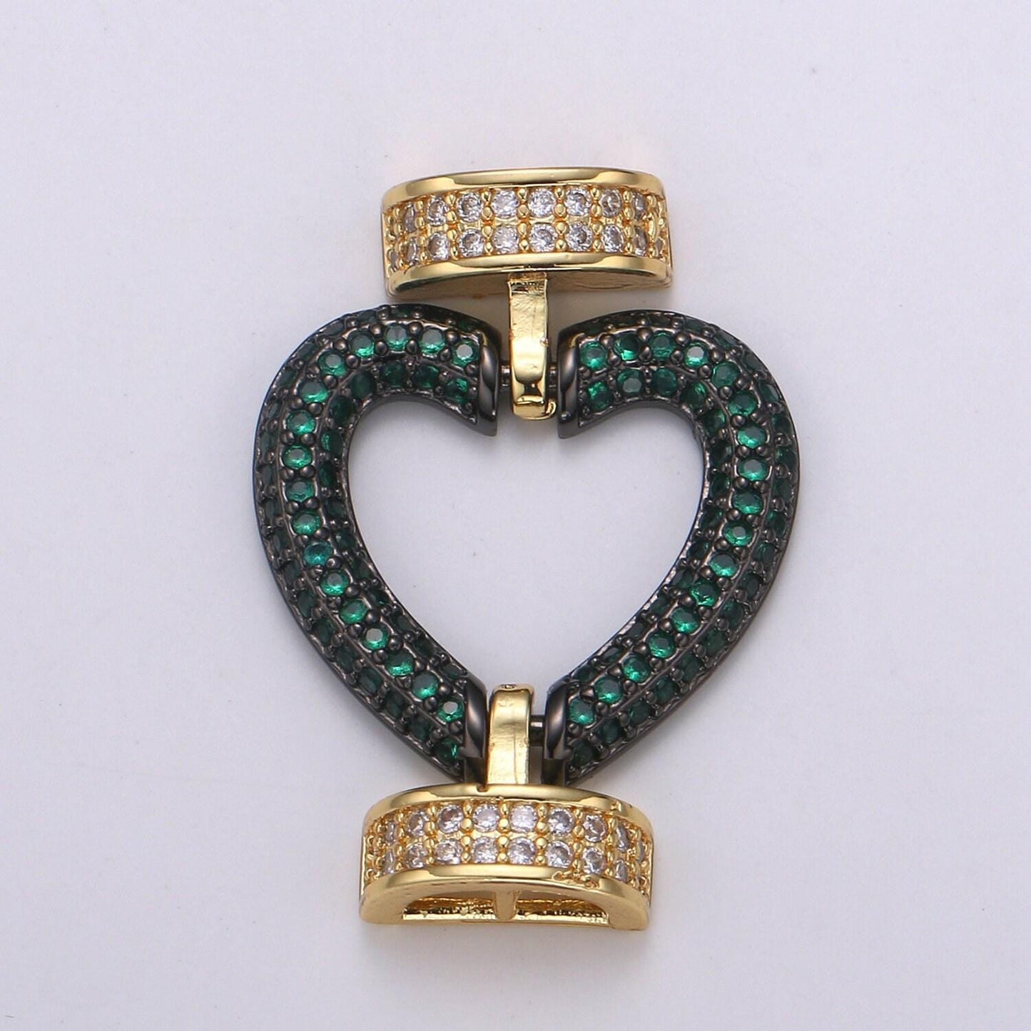Cz micro pave clasp heart connector, interlock micro pave clasp fastener for bracelet necklace connector clasp supp 1126