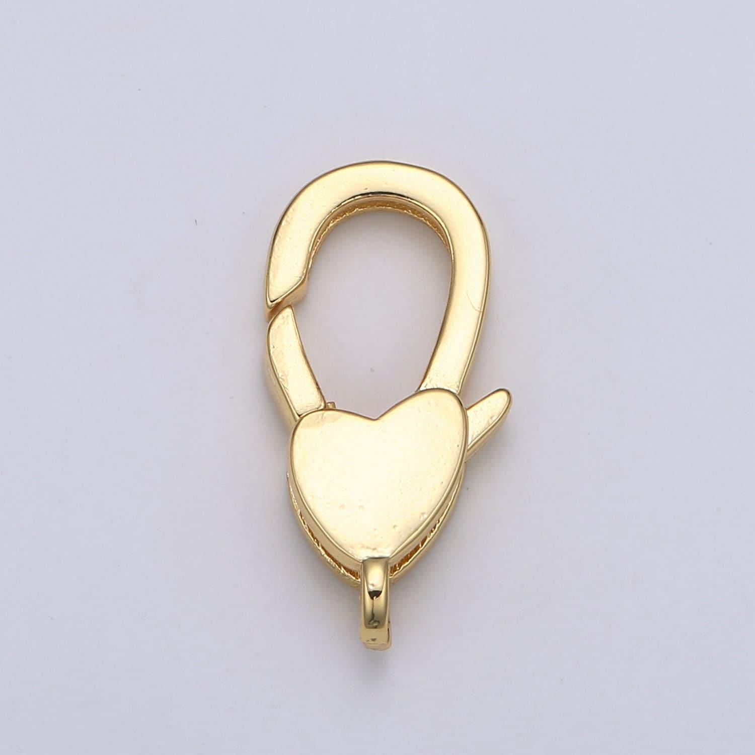 1pc wholesale lobster clasp 24k gold , heart lobster claw for jewelry making, size option 20.1mmx10.3mm, supp-1109