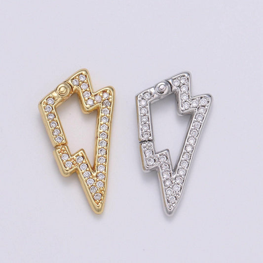 1pc thunder push gate ring clasp, bolt clasp, interlocking clasp, pave storm shaped clasps, gold silver color option,1103,1104