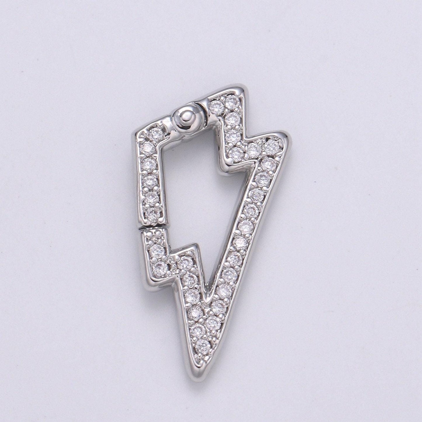 1pc thunder push gate ring clasp, bolt clasp, interlocking clasp, pave storm shaped clasps, gold silver color option,1103,1104