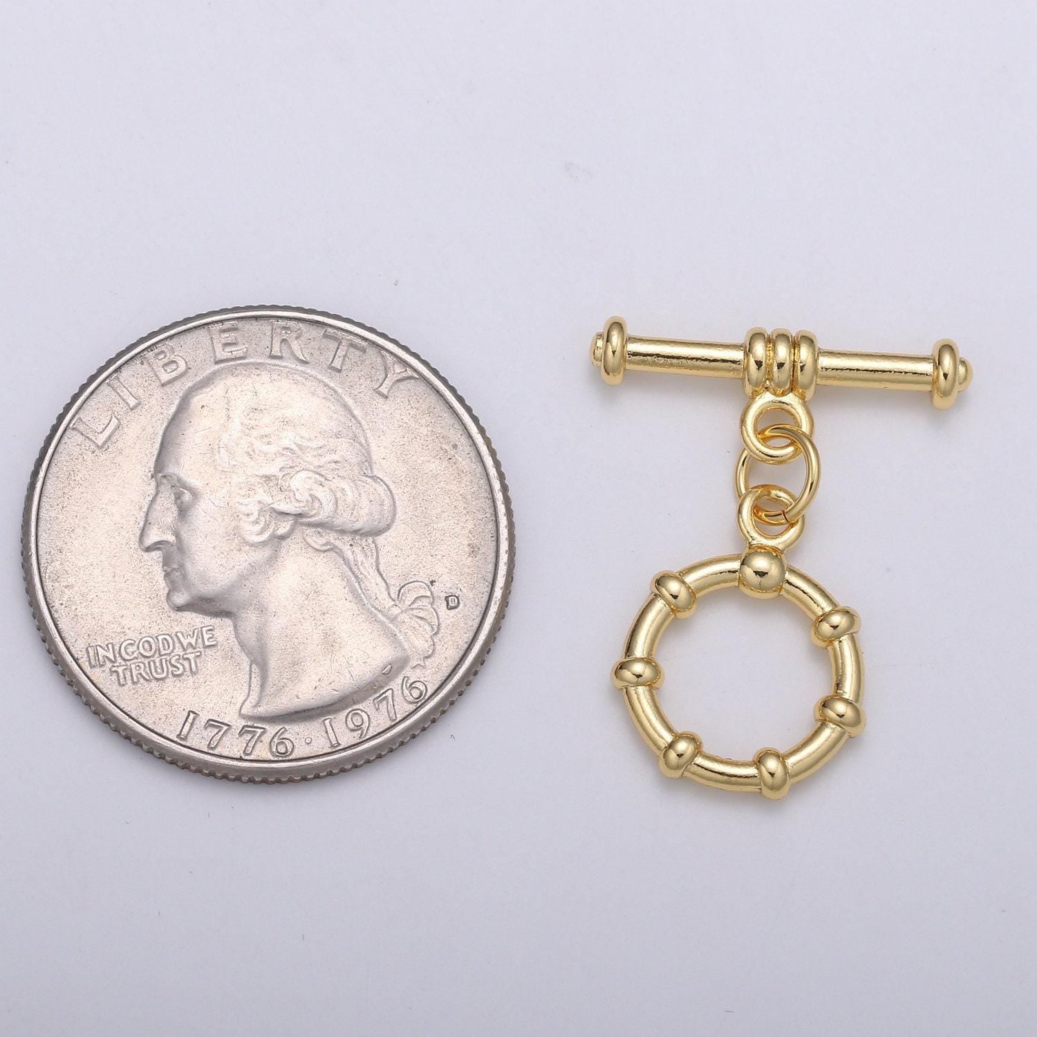 1 set 12 mm 24k gold buoy toggle clasp with jump ring ship wheel clasp ring, charm holder clasp for connector, wristlet holder l-143