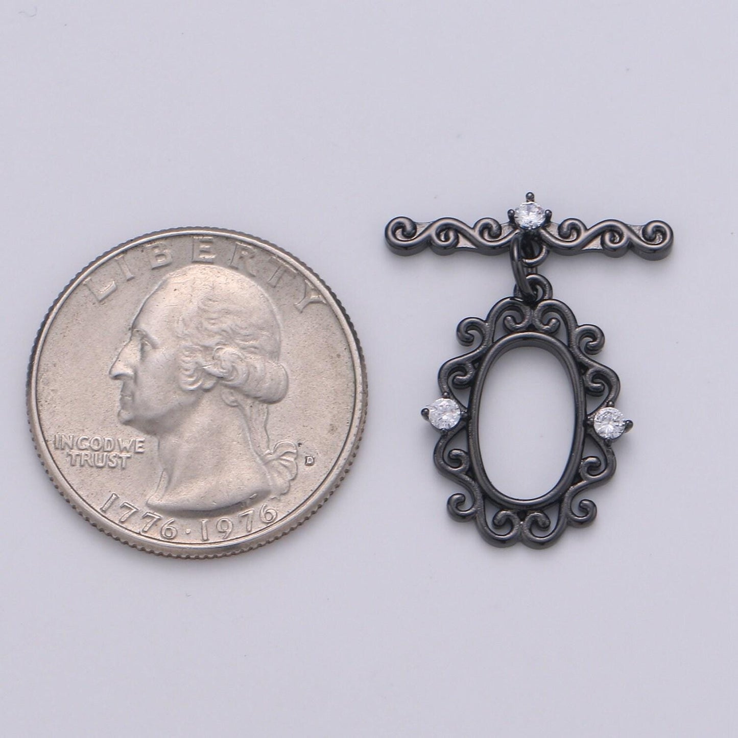 Victorian style gold toggle clasp rose gold , black, silver oval clasps fancy design ot clasp jewelry supply for bracelet necklace component
