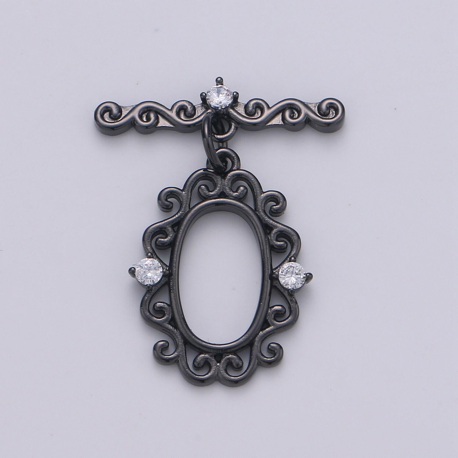 Victorian style gold toggle clasp rose gold , black, silver oval clasps fancy design ot clasp jewelry supply for bracelet necklace component