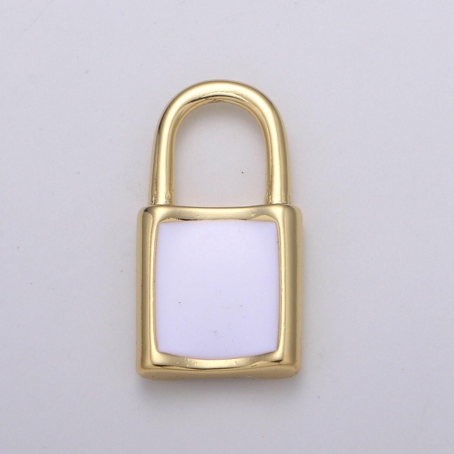 1 pc gold dainty padlock charm colorful enamel lock charm for necklace bracelet jewelry making green, white, red supp 1125
